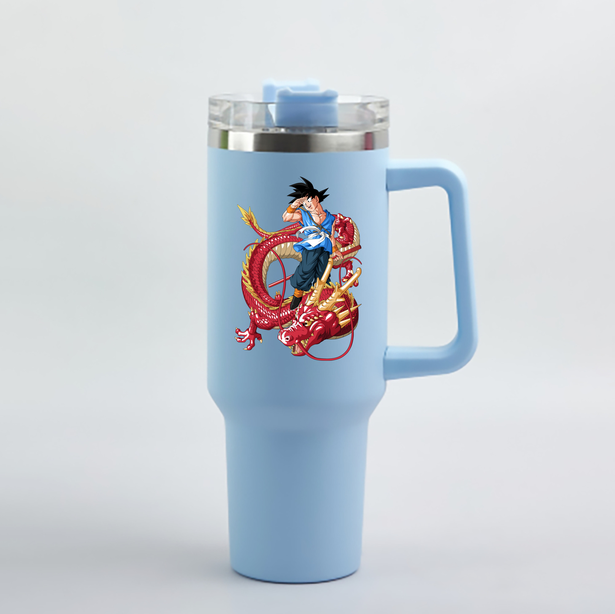 （画像用） ドラゴンボール 孫悟空（そん ごくう）Son Goku カカロット DRAGON BALL Kakarotto 1200mL車用タンブラー - クリスタルステッカー（プラスチックストロー付き）