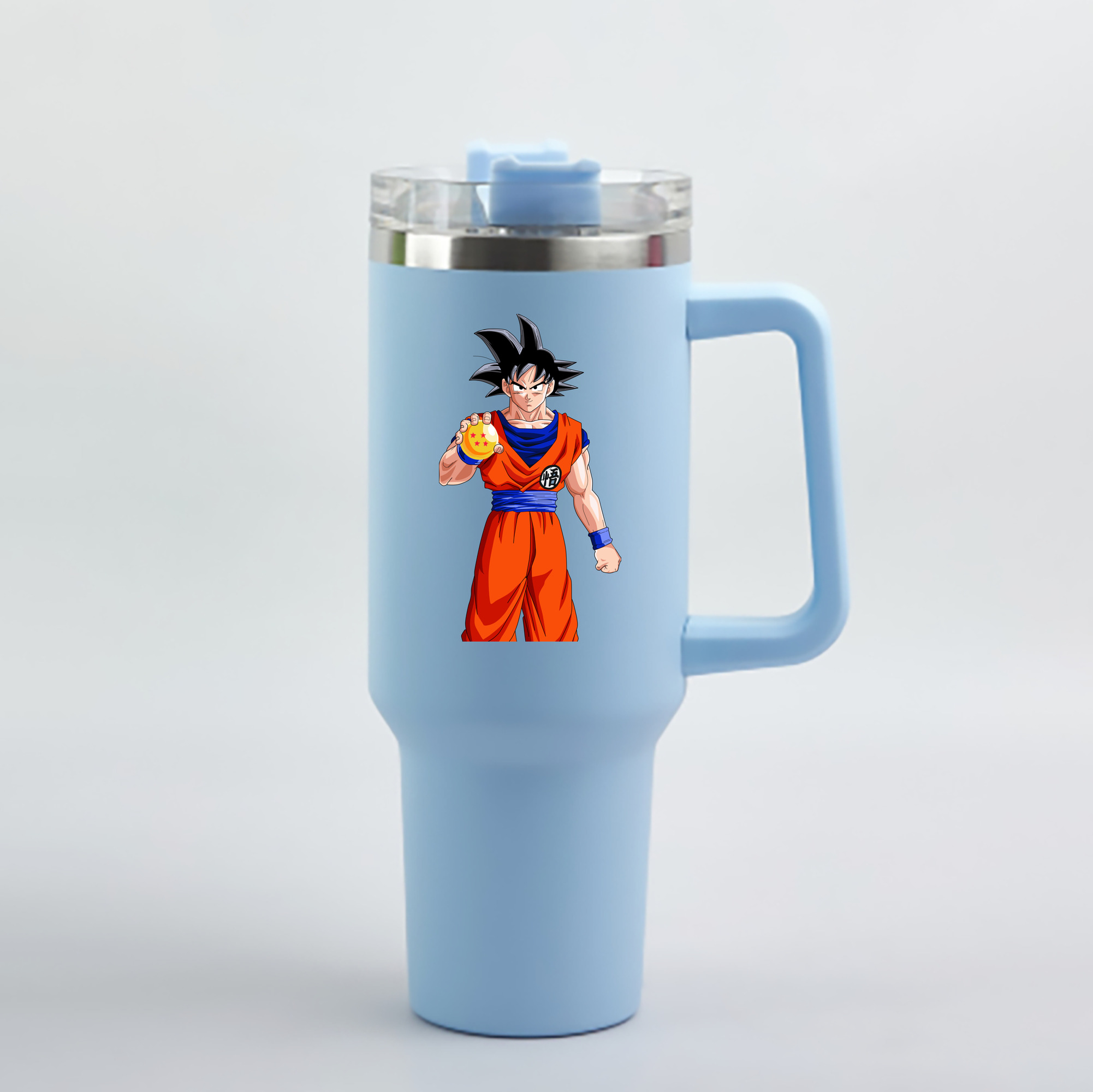 （画像用） ドラゴンボール 孫悟空（そん ごくう）Son Goku カカロット DRAGON BALL Kakarotto 1200mL車用タンブラー - クリスタルステッカー（プラスチックストロー付き）