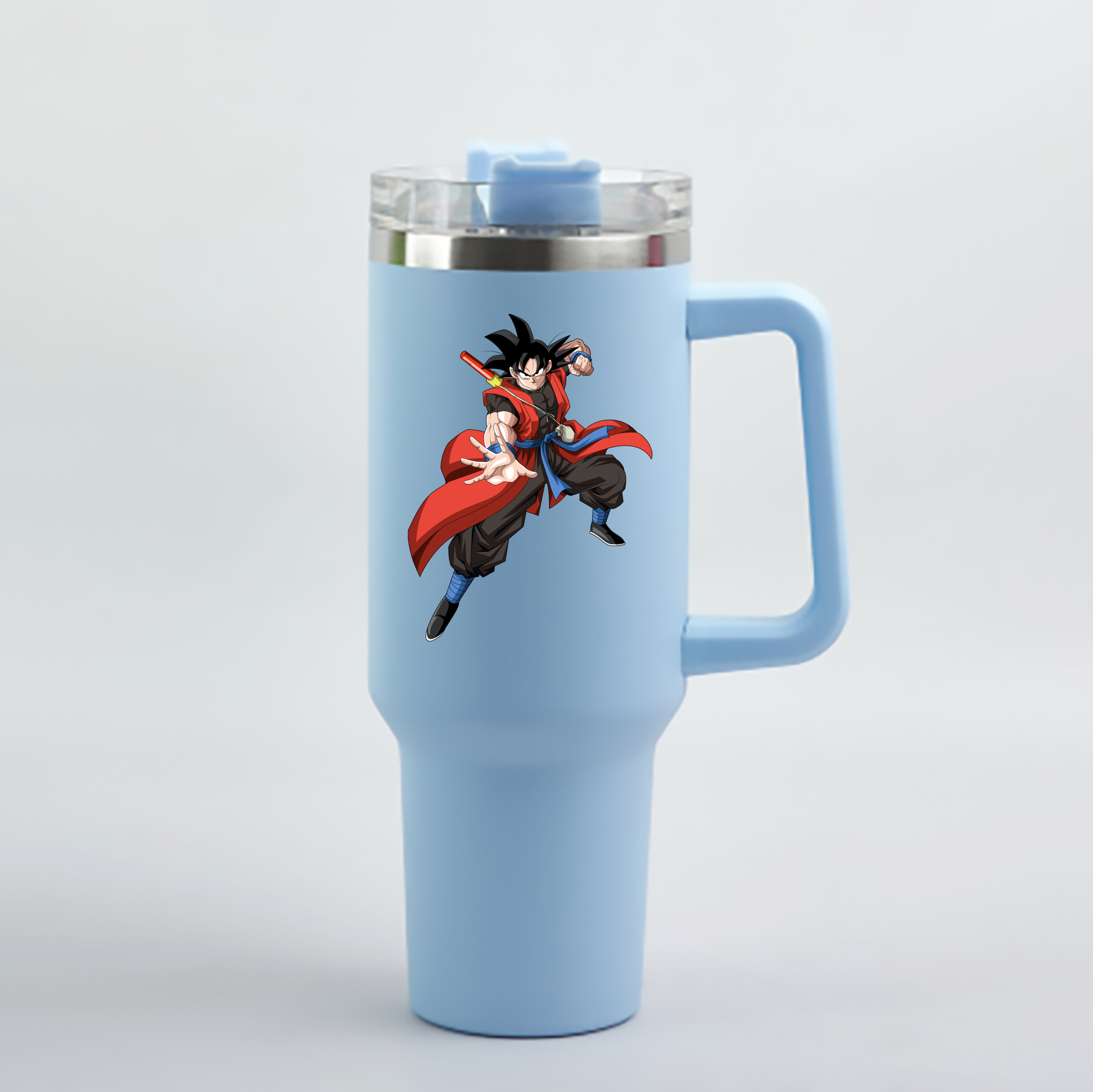 （画像用） ドラゴンボール 孫悟空（そん ごくう）Son Goku カカロット DRAGON BALL Kakarotto 1200mL車用タンブラー - クリスタルステッカー（プラスチックストロー付き）