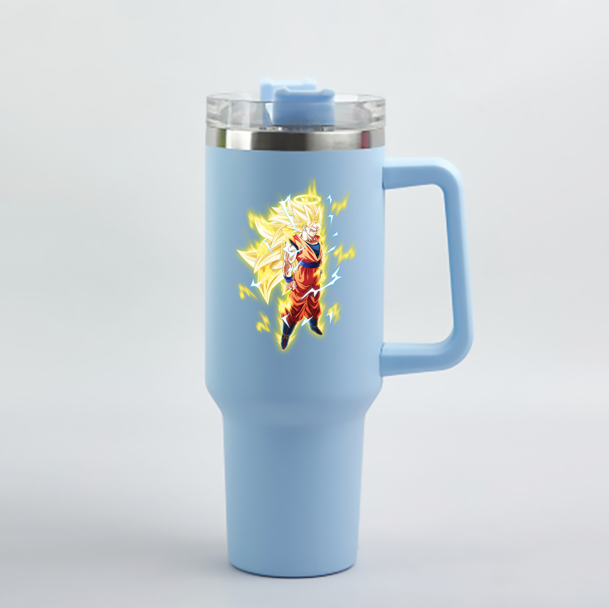 （画像用） ドラゴンボール 孫悟空（そん ごくう）Son Goku カカロット DRAGON BALL Kakarotto 1200mL車用タンブラー - クリスタルステッカー（プラスチックストロー付き）