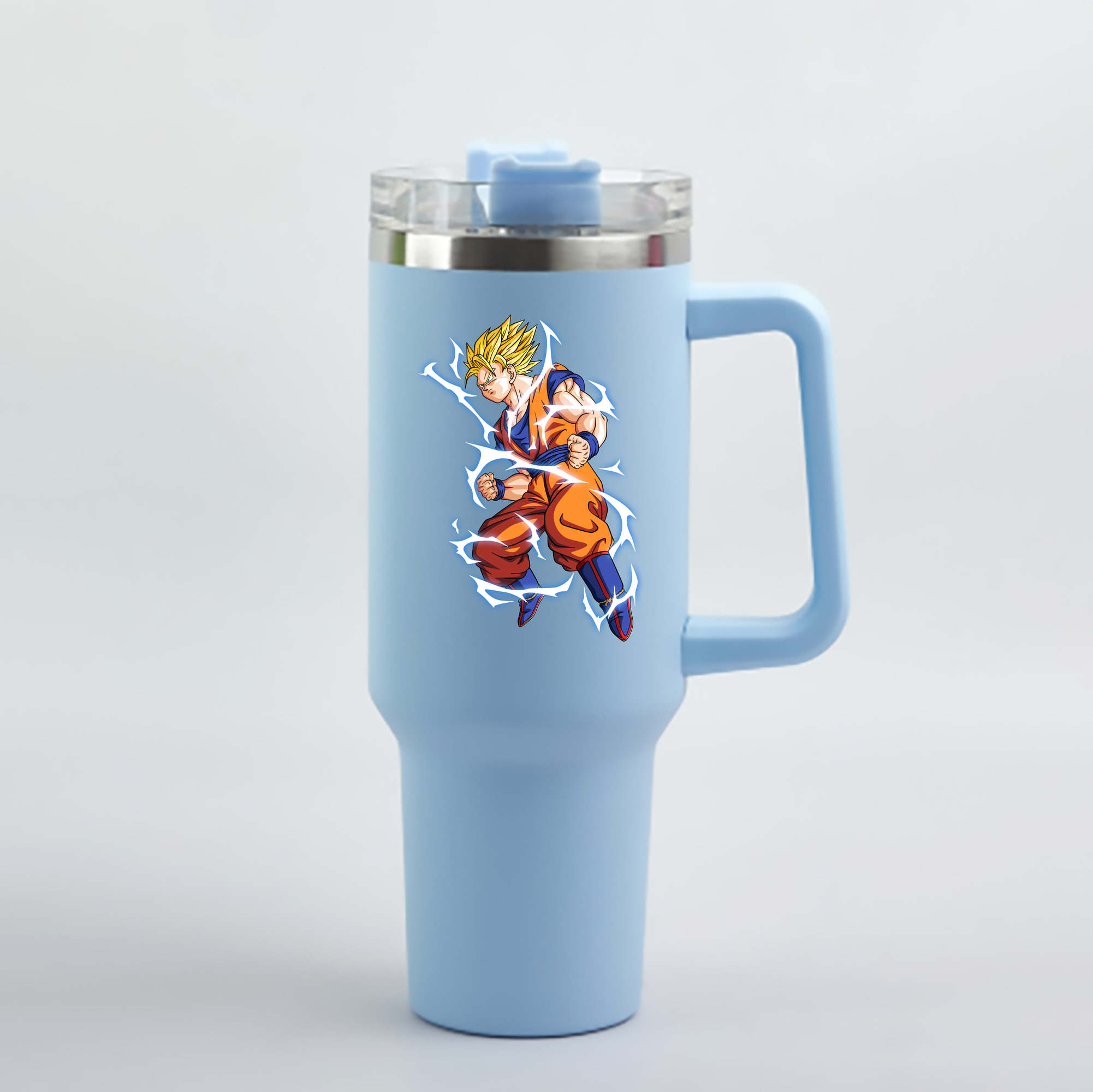 （画像用） ドラゴンボール 孫悟空（そん ごくう）Son Goku カカロット DRAGON BALL Kakarotto 1200mL車用タンブラー - クリスタルステッカー（プラスチックストロー付き）
