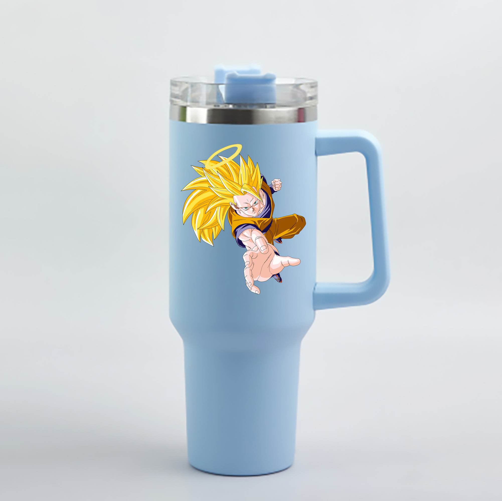 （画像用） ドラゴンボール 孫悟空（そん ごくう）Son Goku カカロット DRAGON BALL Kakarotto 1200mL車用タンブラー - クリスタルステッカー（プラスチックストロー付き）