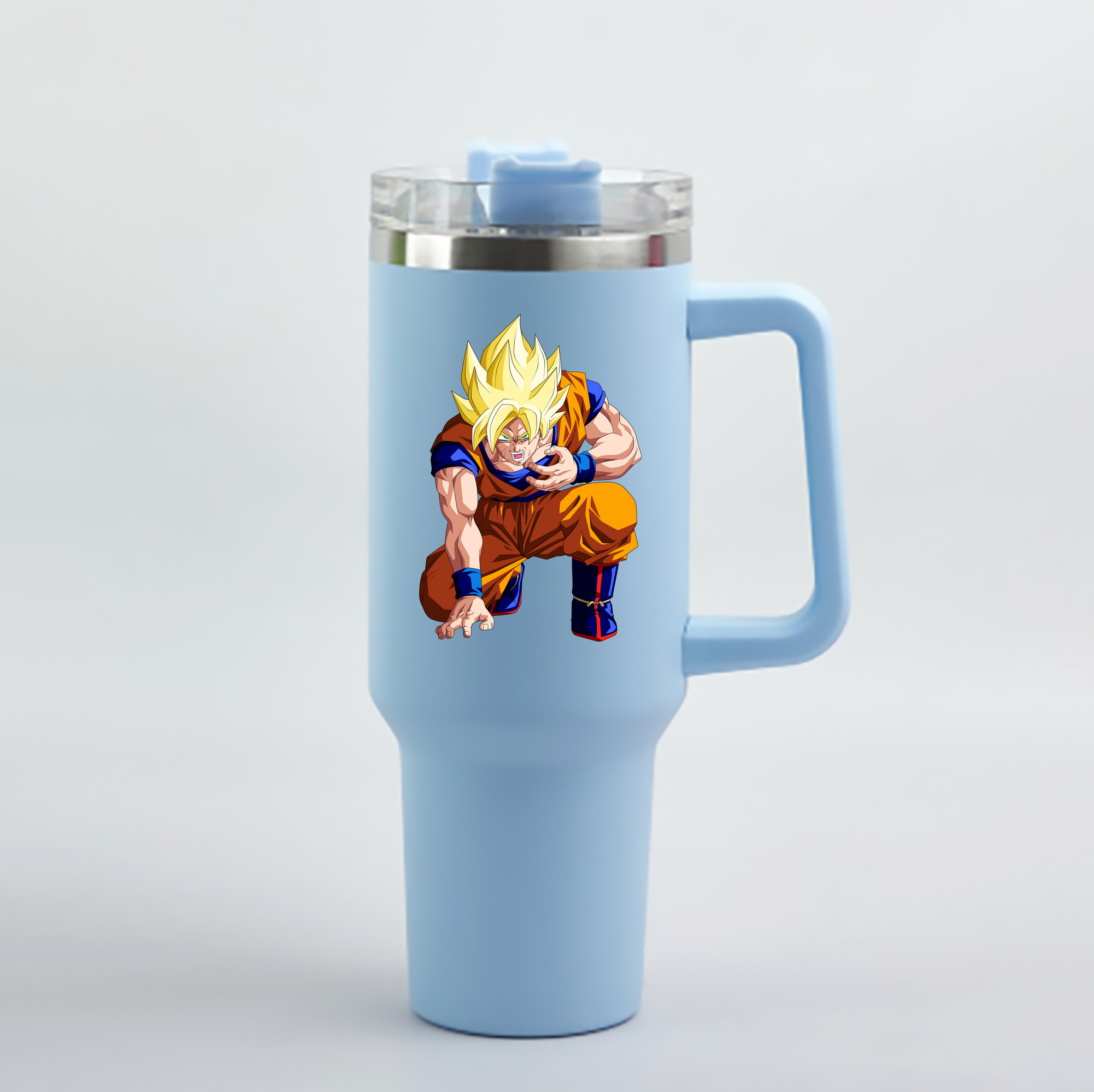 （画像用） ドラゴンボール 孫悟空（そん ごくう）Son Goku カカロット DRAGON BALL Kakarotto 1200mL車用タンブラー - クリスタルステッカー（プラスチックストロー付き）