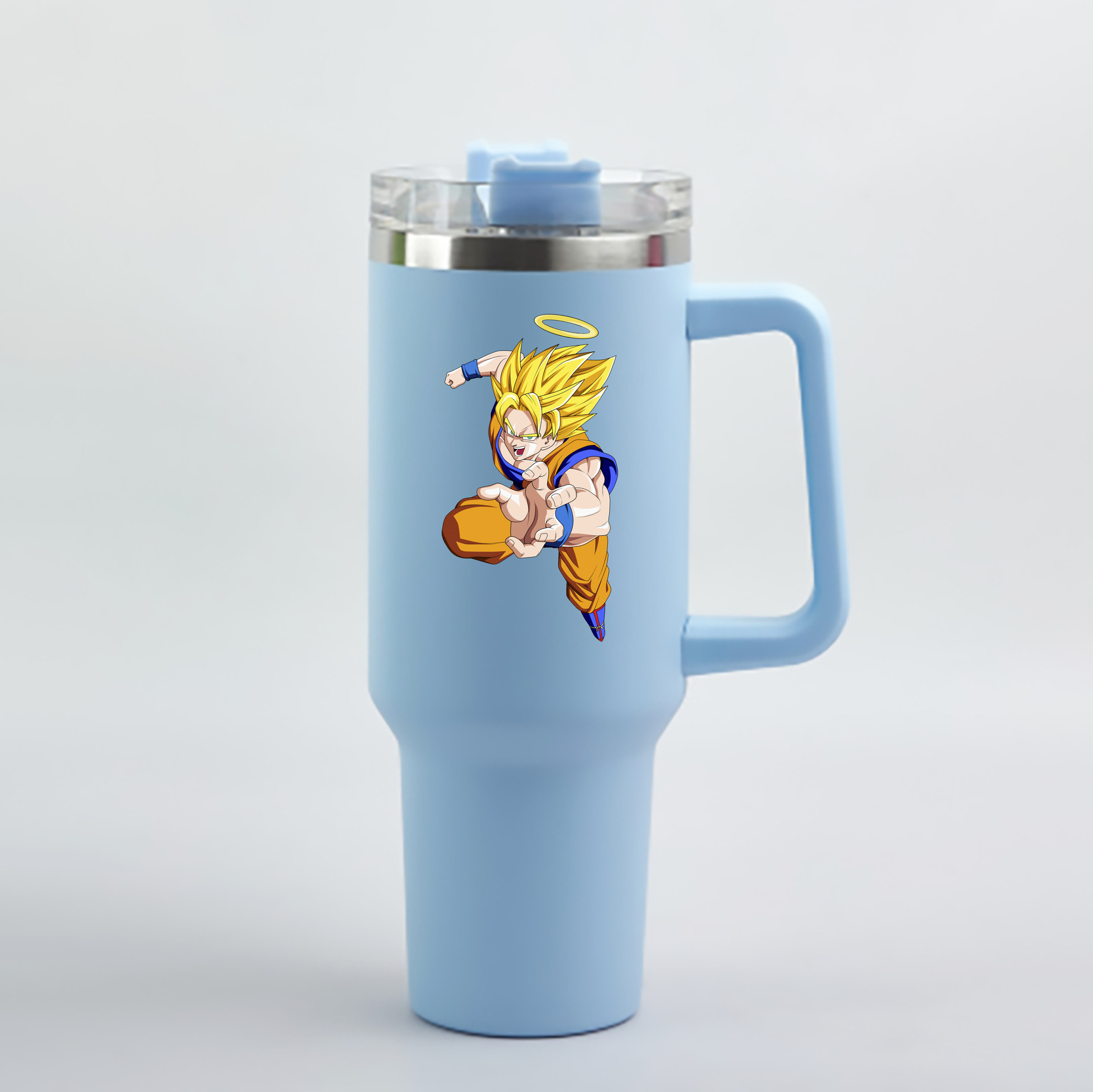 （画像用） ドラゴンボール 孫悟空（そん ごくう）Son Goku カカロット DRAGON BALL Kakarotto 1200mL車用タンブラー - クリスタルステッカー（プラスチックストロー付き）