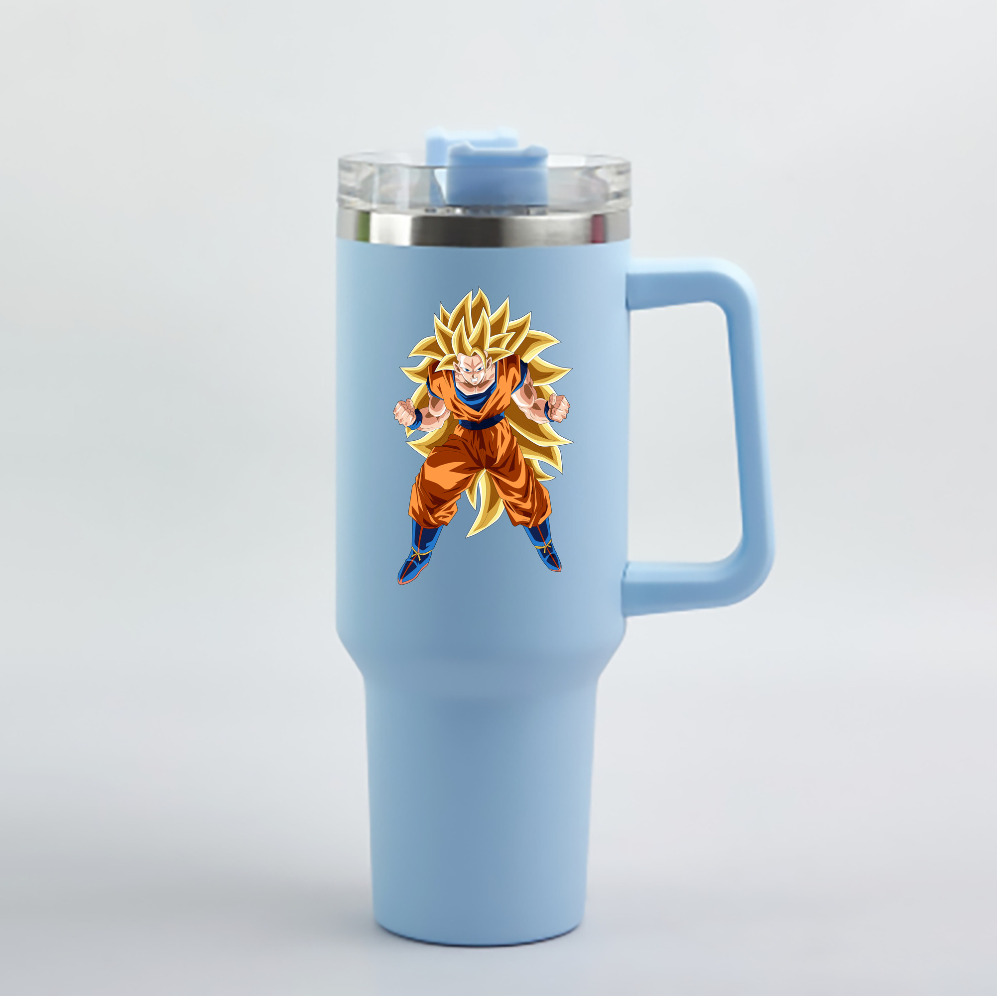 （画像用） ドラゴンボール 孫悟空（そん ごくう）Son Goku カカロット DRAGON BALL Kakarotto 1200mL車用タンブラー - クリスタルステッカー（プラスチックストロー付き）