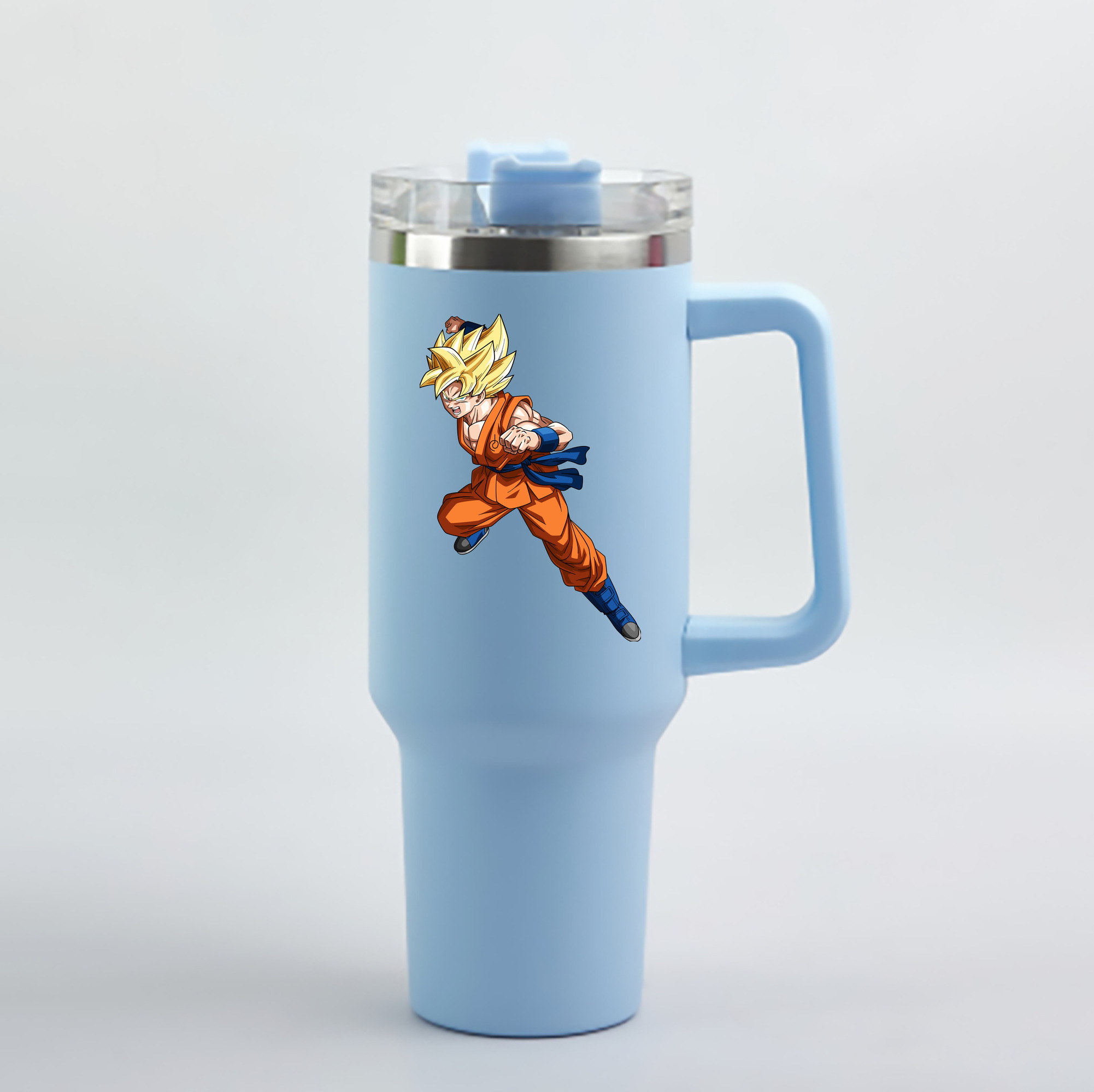 （画像用） ドラゴンボール 孫悟空（そん ごくう）Son Goku カカロット DRAGON BALL Kakarotto 1200mL車用タンブラー - クリスタルステッカー（プラスチックストロー付き）