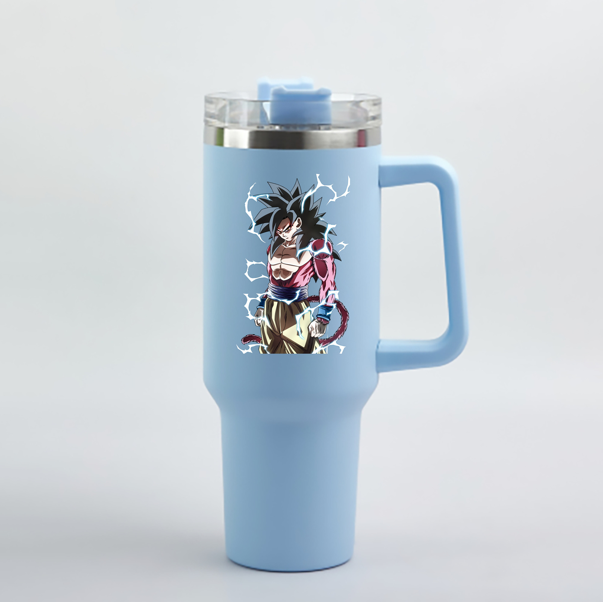 （画像用） ドラゴンボール 孫悟空（そん ごくう）Son Goku カカロット DRAGON BALL Kakarotto 1200mL車用タンブラー - クリスタルステッカー（プラスチックストロー付き）