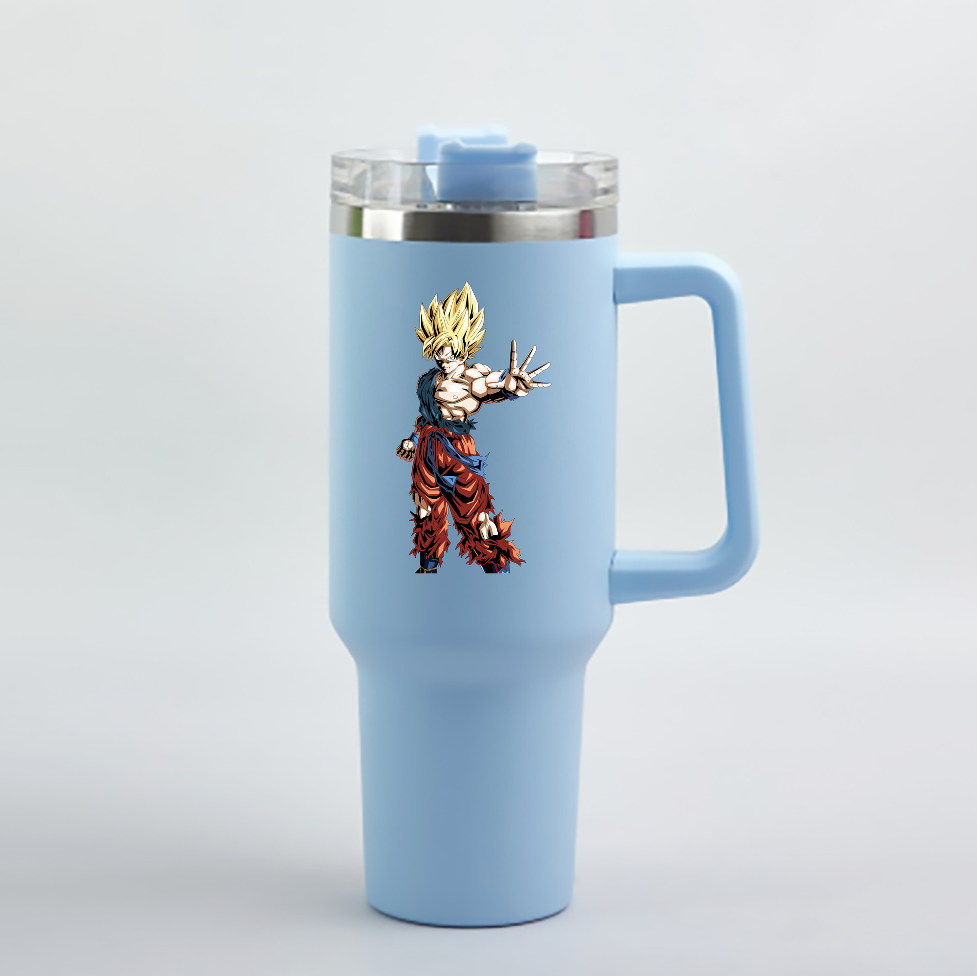 （画像用） ドラゴンボール 孫悟空（そん ごくう）Son Goku カカロット DRAGON BALL Kakarotto 1200mL車用タンブラー - クリスタルステッカー（プラスチックストロー付き）
