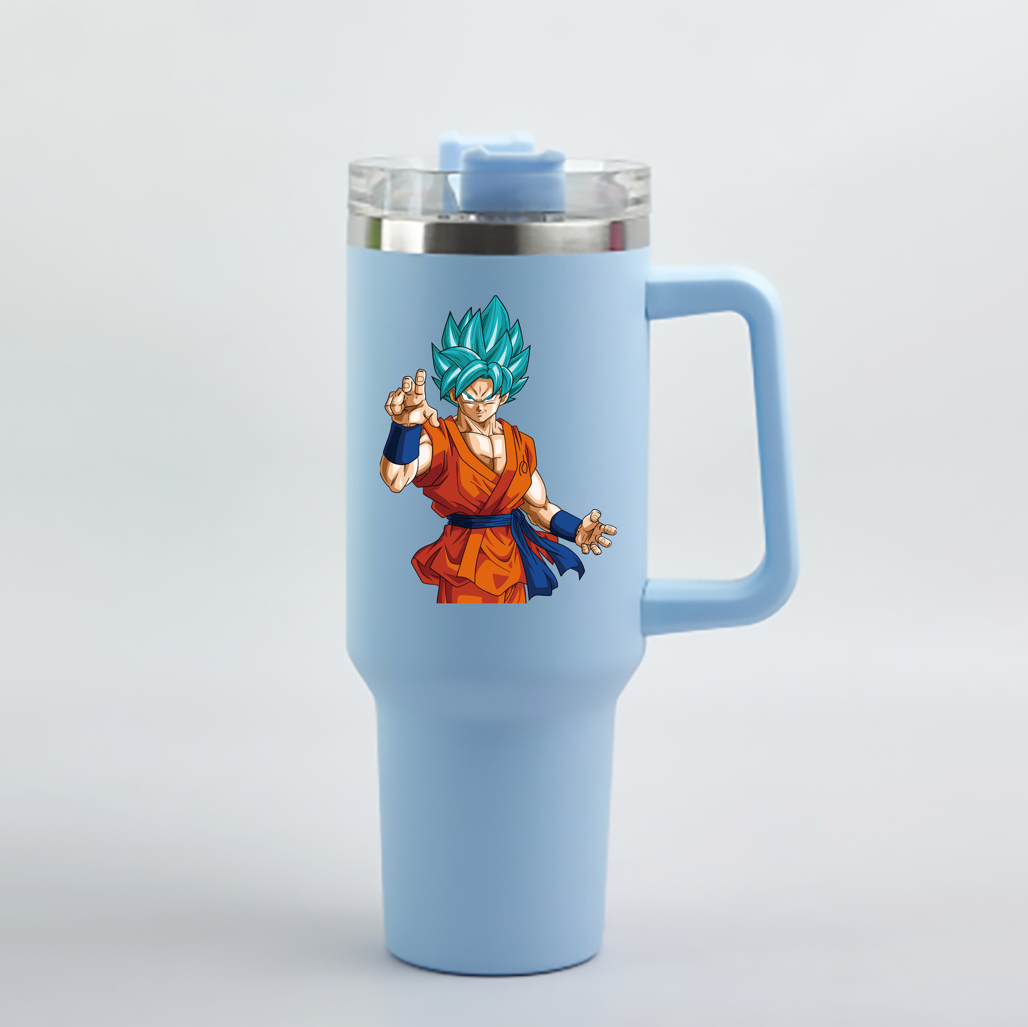 （画像用） ドラゴンボール 孫悟空（そん ごくう）Son Goku カカロット DRAGON BALL Kakarotto 1200mL車用タンブラー - クリスタルステッカー（プラスチックストロー付き）