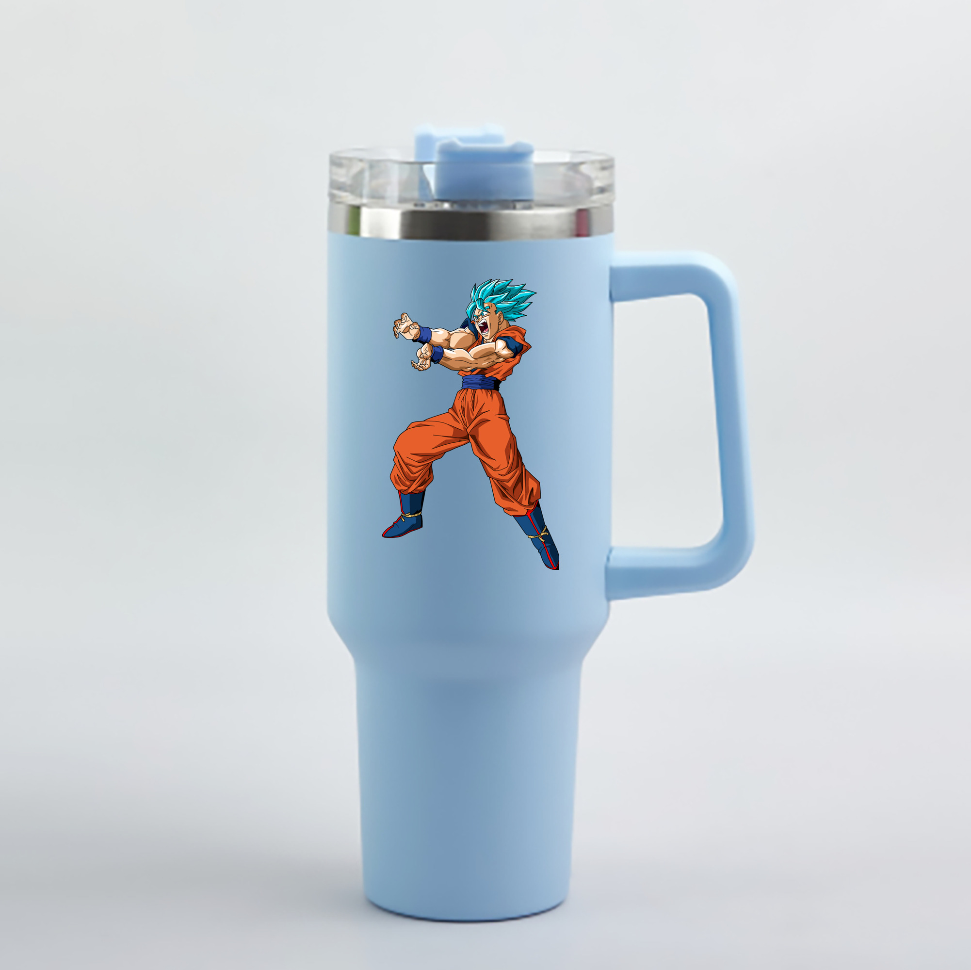 （画像用） ドラゴンボール 孫悟空（そん ごくう）Son Goku カカロット DRAGON BALL Kakarotto 1200mL車用タンブラー - クリスタルステッカー（プラスチックストロー付き）