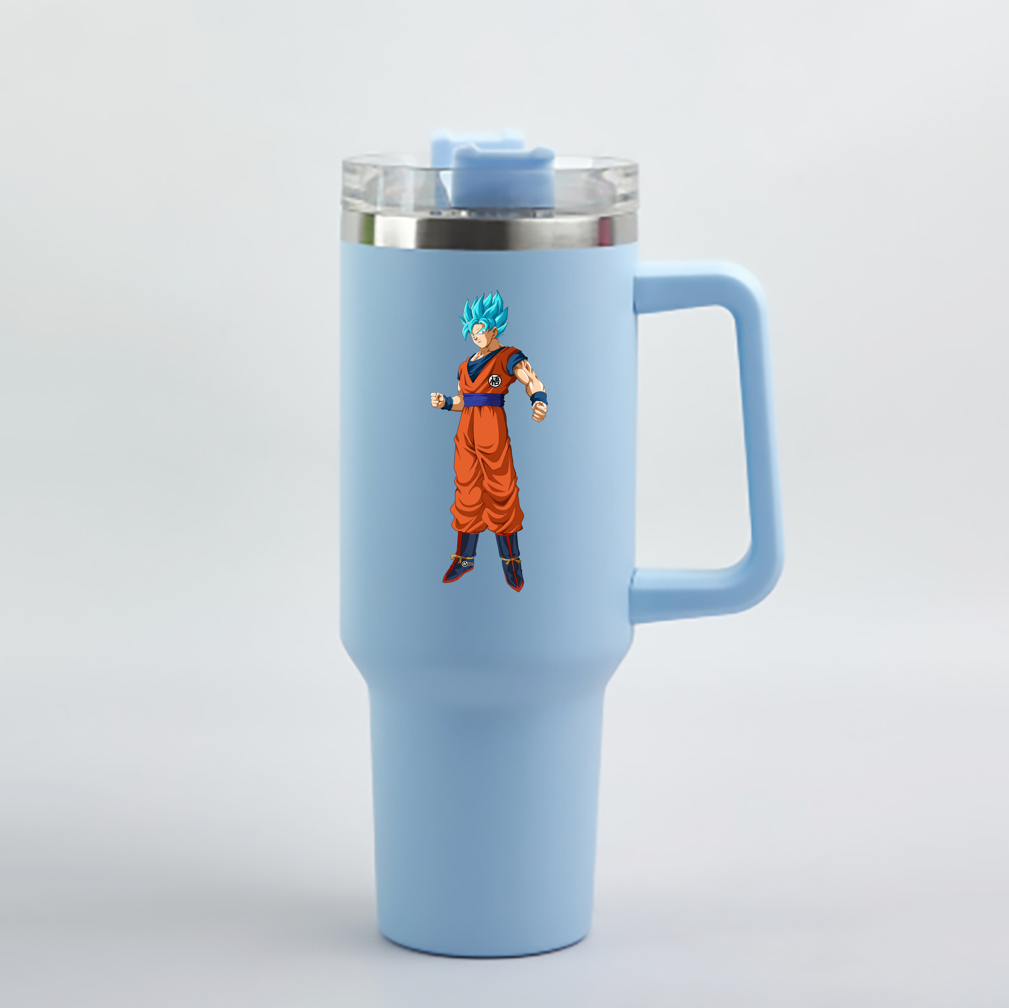 （画像用） ドラゴンボール 孫悟空（そん ごくう）Son Goku カカロット DRAGON BALL Kakarotto 1200mL車用タンブラー - クリスタルステッカー（プラスチックストロー付き）