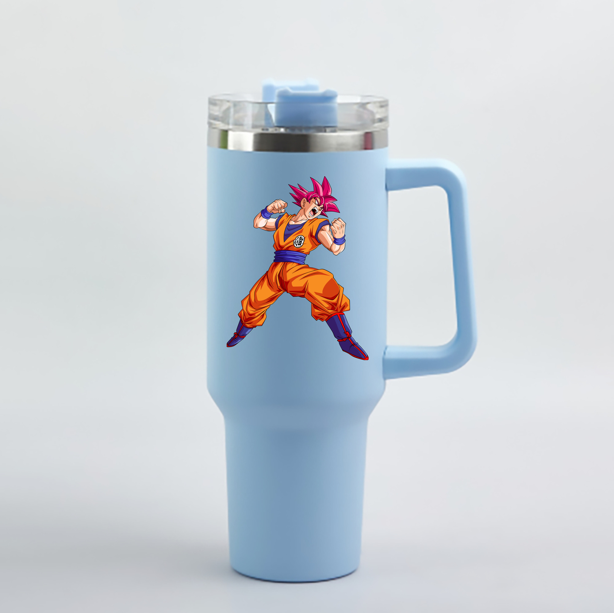 （画像用） ドラゴンボール 孫悟空（そん ごくう）Son Goku カカロット DRAGON BALL Kakarotto 1200mL車用タンブラー - クリスタルステッカー（プラスチックストロー付き）