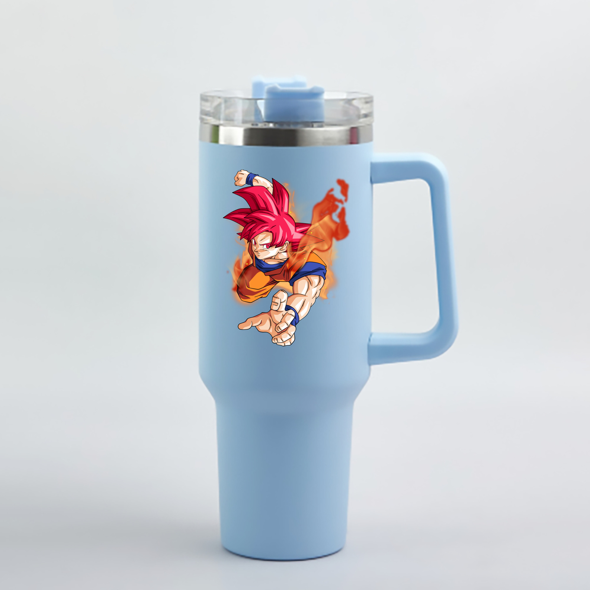 （画像用） ドラゴンボール 孫悟空（そん ごくう）Son Goku カカロット DRAGON BALL Kakarotto 1200mL車用タンブラー - クリスタルステッカー（プラスチックストロー付き）
