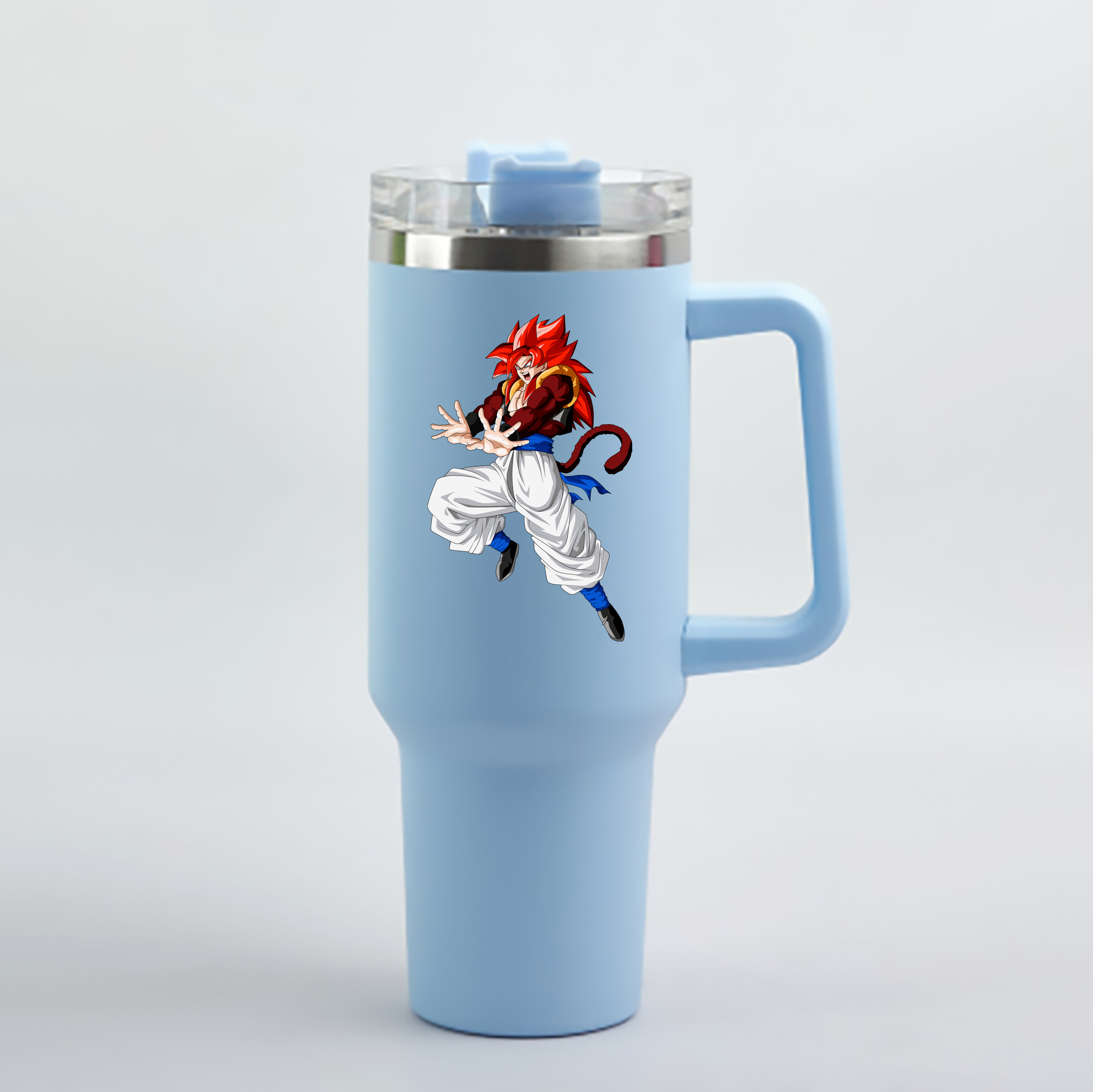 （画像用） ドラゴンボール 孫悟空（そん ごくう）Son Goku カカロット DRAGON BALL Kakarotto 1200mL車用タンブラー - クリスタルステッカー（プラスチックストロー付き）
