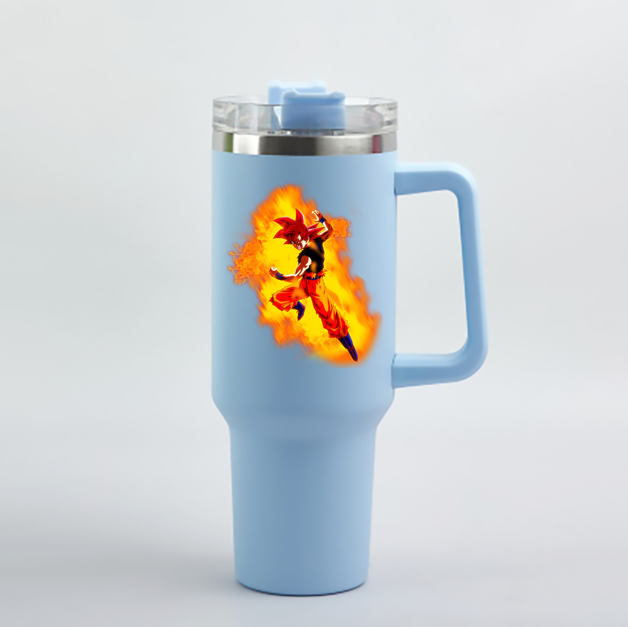 （画像用） ドラゴンボール 孫悟空（そん ごくう）Son Goku カカロット DRAGON BALL Kakarotto 1200mL車用タンブラー - クリスタルステッカー（プラスチックストロー付き）