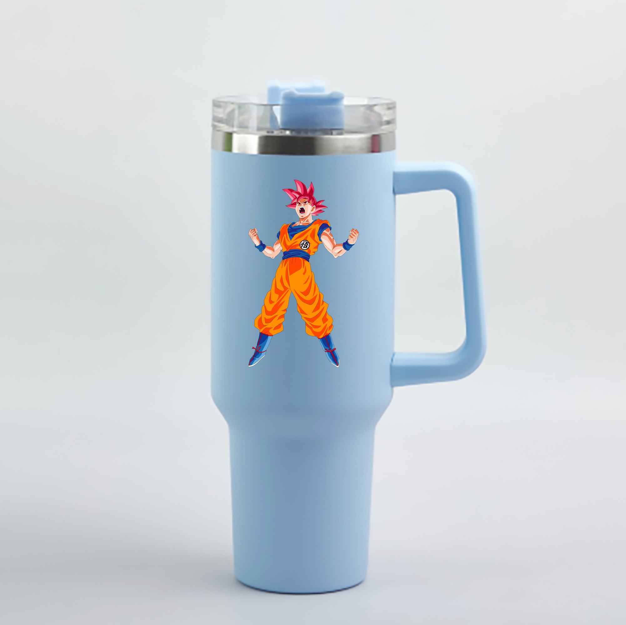 （画像用） ドラゴンボール 孫悟空（そん ごくう）Son Goku カカロット DRAGON BALL Kakarotto 1200mL車用タンブラー - クリスタルステッカー（プラスチックストロー付き）