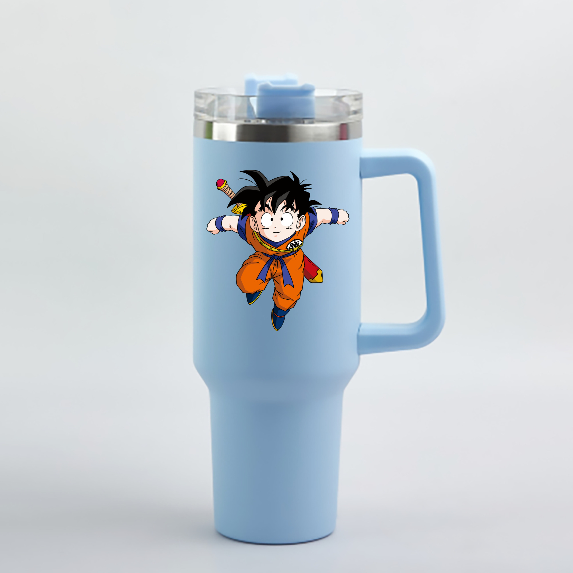 （画像用） ドラゴンボール 孫悟空（そん ごくう）Son Goku カカロット DRAGON BALL Kakarotto 1200mL車用タンブラー - クリスタルステッカー（プラスチックストロー付き）