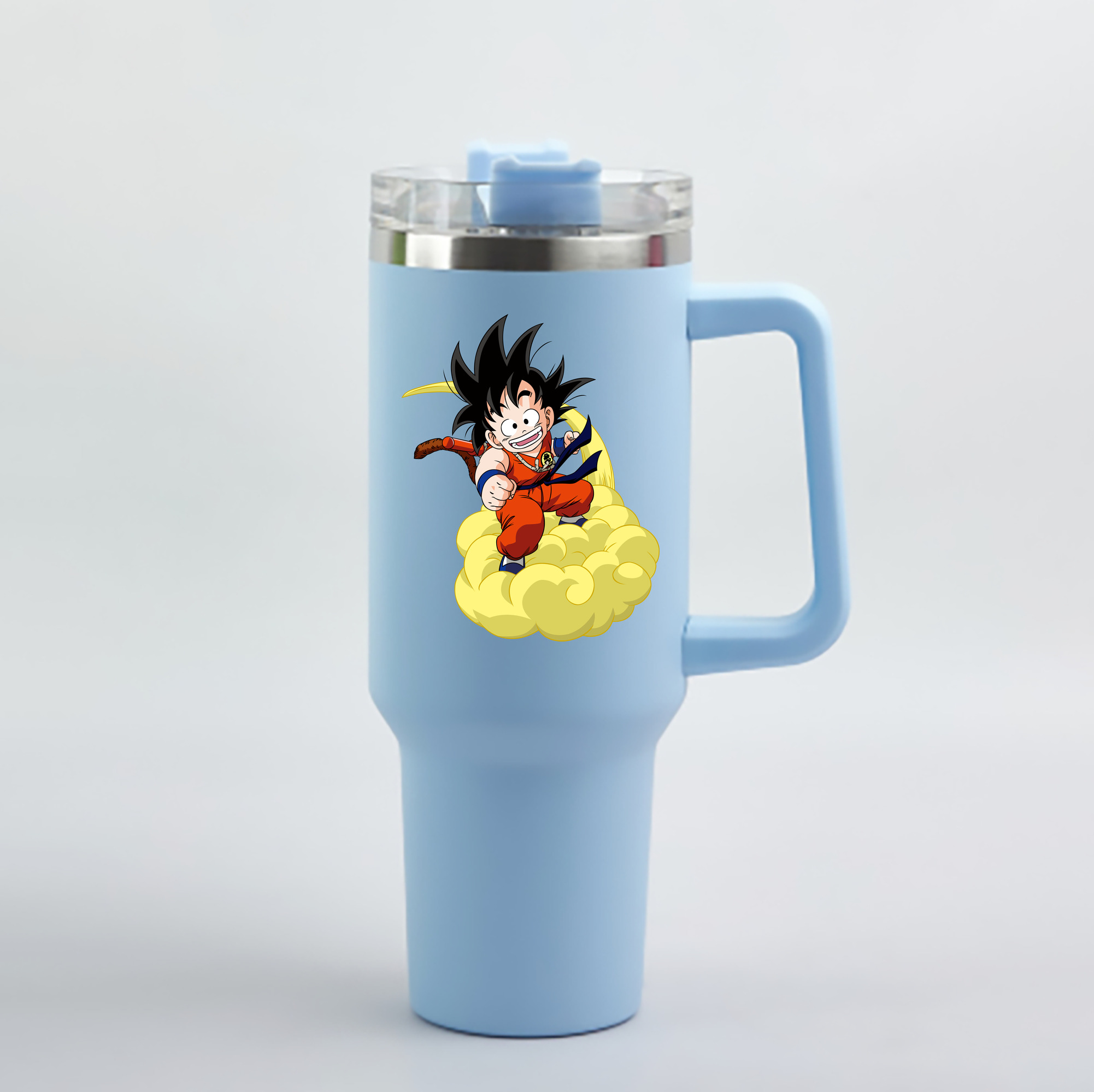 （画像用） ドラゴンボール 孫悟空（そん ごくう）Son Goku カカロット DRAGON BALL Kakarotto 1200mL車用タンブラー - クリスタルステッカー（プラスチックストロー付き）