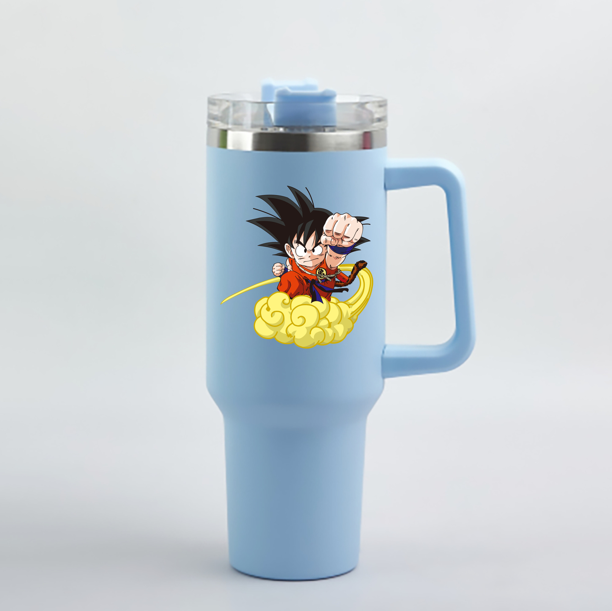 （画像用） ドラゴンボール 孫悟空（そん ごくう）Son Goku カカロット DRAGON BALL Kakarotto 1200mL車用タンブラー - クリスタルステッカー（プラスチックストロー付き）