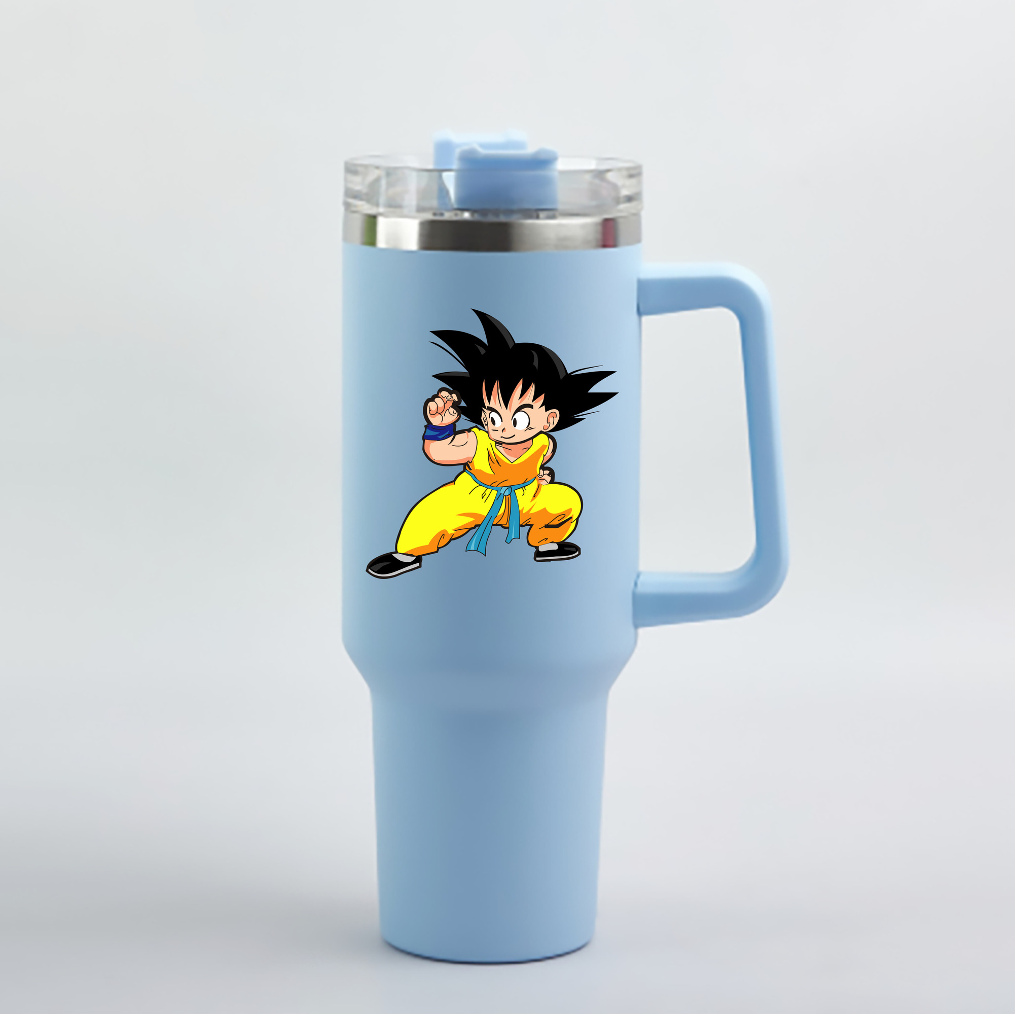（画像用） ドラゴンボール 孫悟空（そん ごくう）Son Goku カカロット DRAGON BALL Kakarotto 1200mL車用タンブラー - クリスタルステッカー（プラスチックストロー付き）