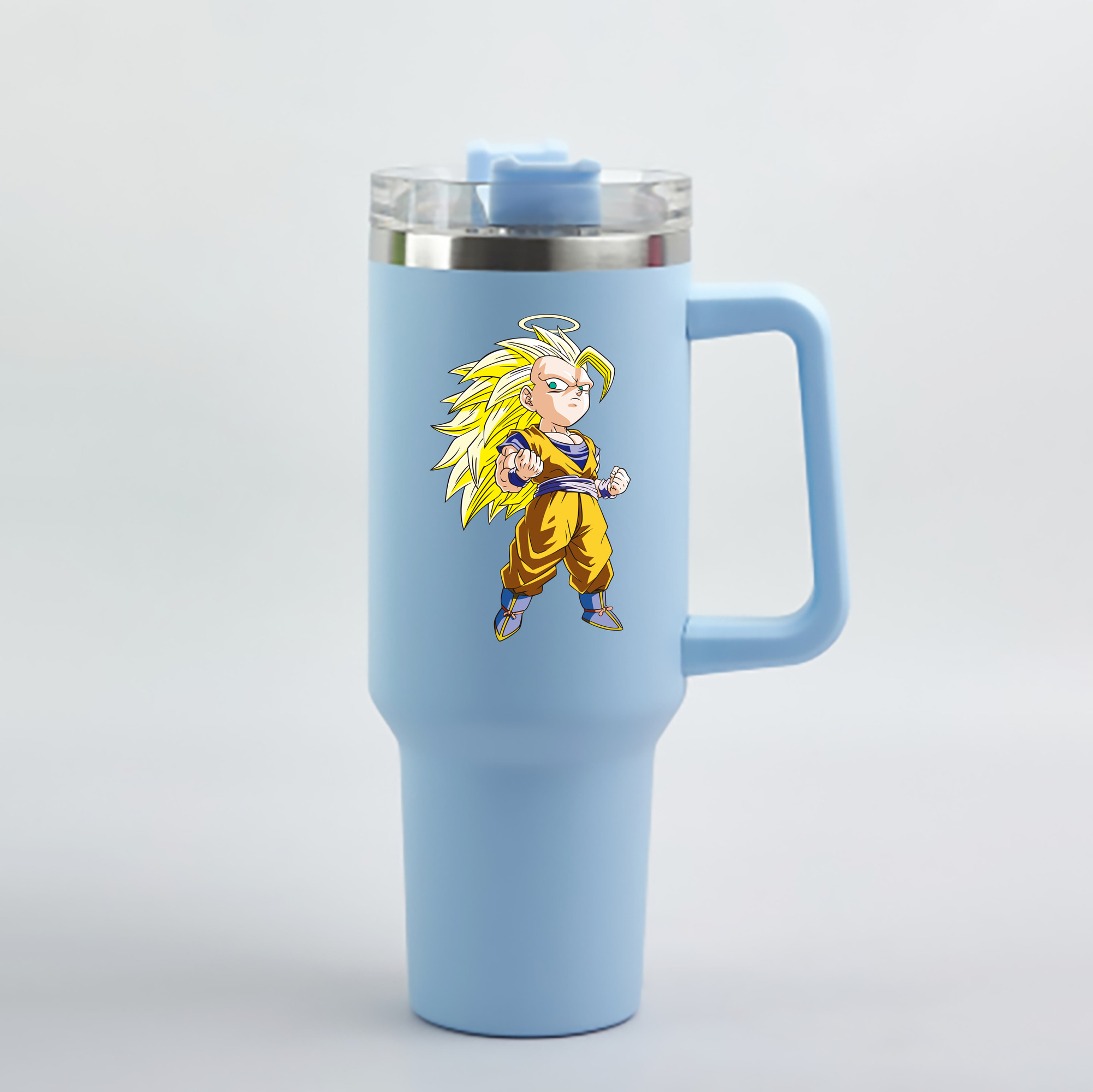 （画像用） ドラゴンボール 孫悟空（そん ごくう）Son Goku カカロット DRAGON BALL Kakarotto 1200mL車用タンブラー - クリスタルステッカー（プラスチックストロー付き）