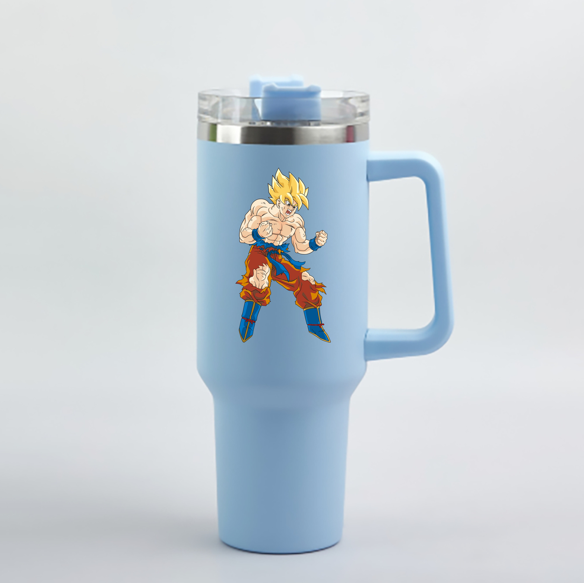 （画像用） ドラゴンボール 孫悟空（そん ごくう）Son Goku カカロット DRAGON BALL Kakarotto 1200mL車用タンブラー - クリスタルステッカー（プラスチックストロー付き）