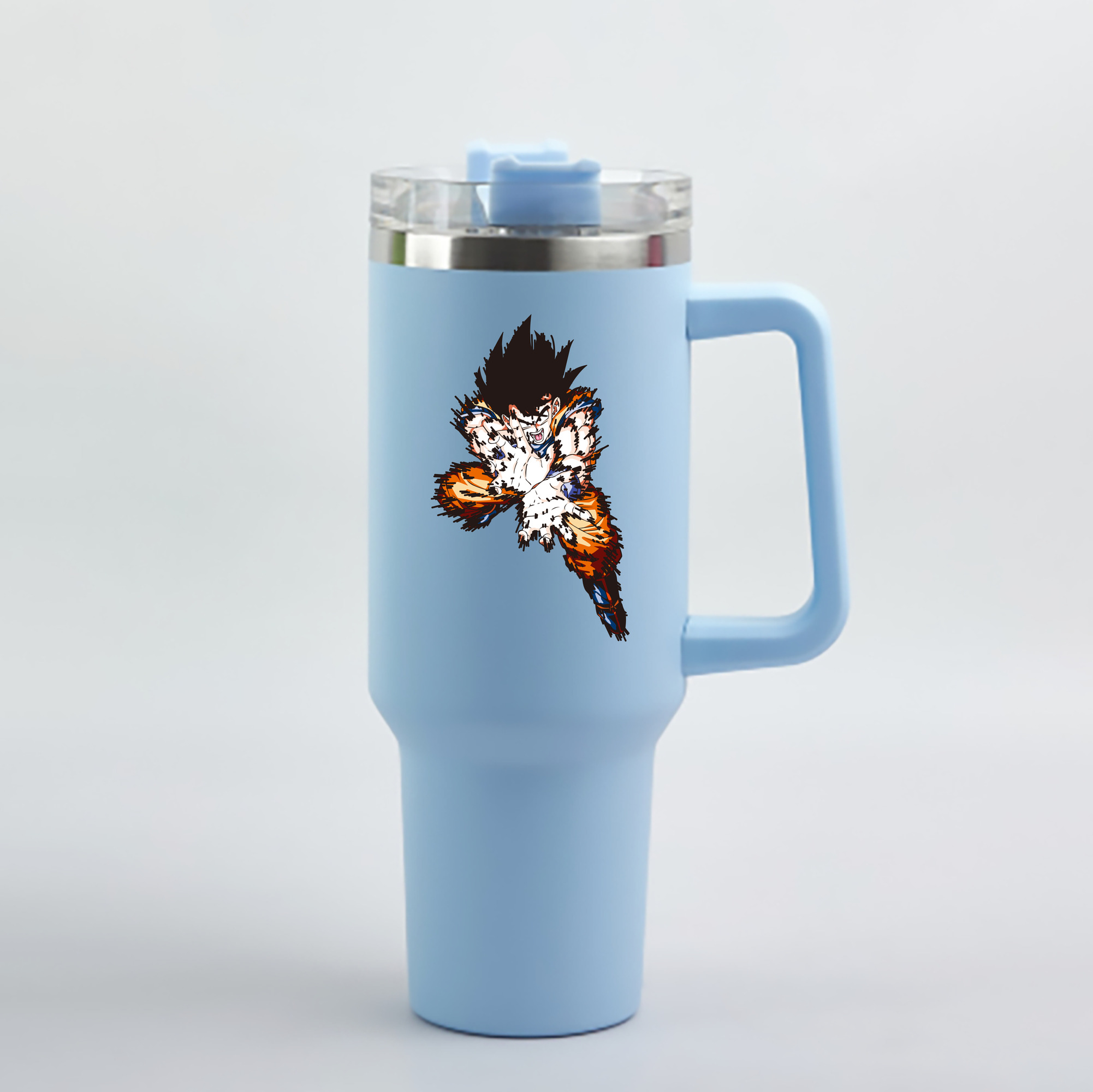 （画像用） ドラゴンボール 孫悟空（そん ごくう）Son Goku カカロット DRAGON BALL Kakarotto 1200mL車用タンブラー - クリスタルステッカー（プラスチックストロー付き）