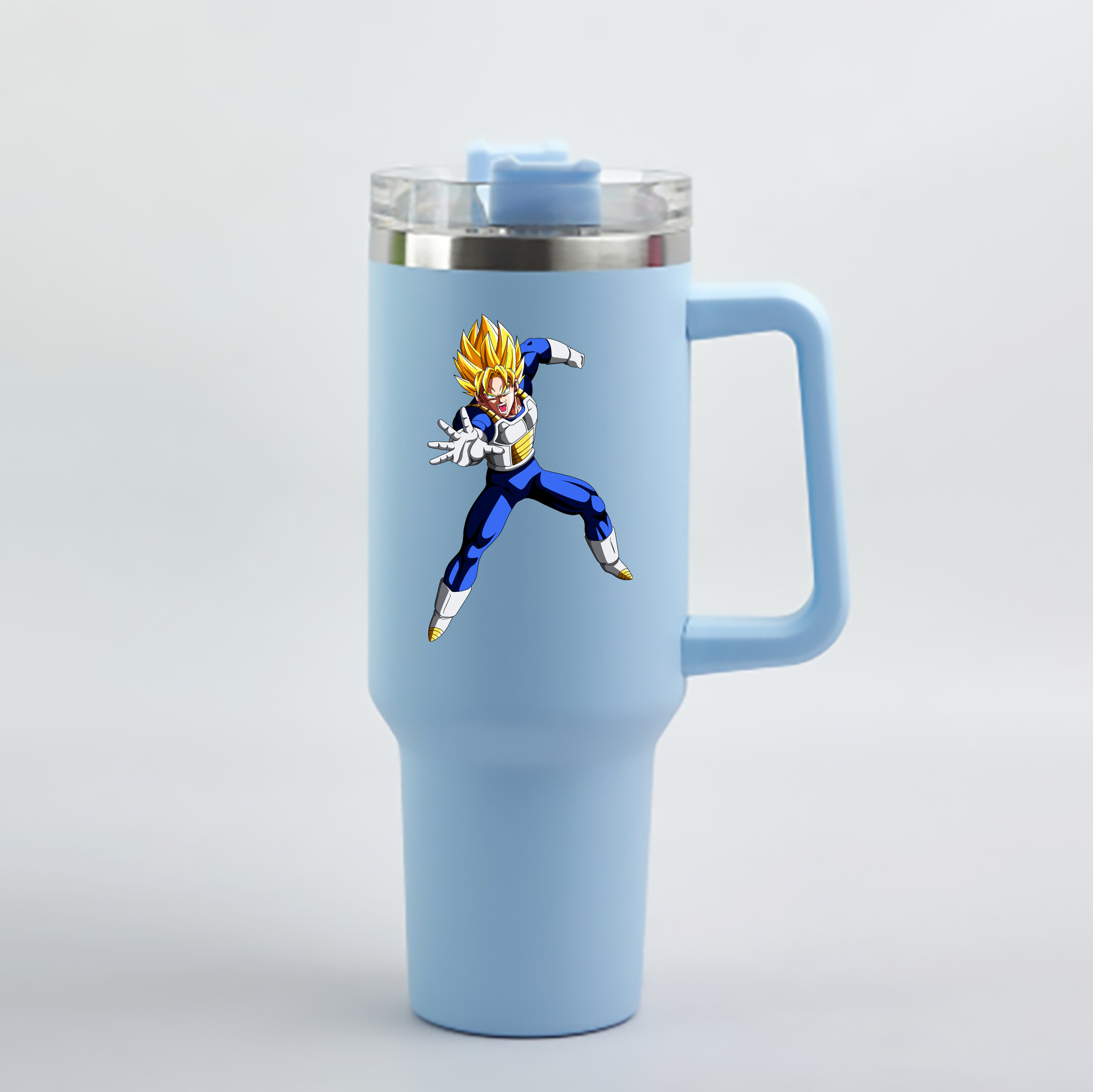 （画像用） ドラゴンボール ベジータ四世（Bejīta Yonsei）DRAGON BALL Vegeta IV 1200mL車用タンブラー - クリスタルステッカー（プラスチックストロー付き）