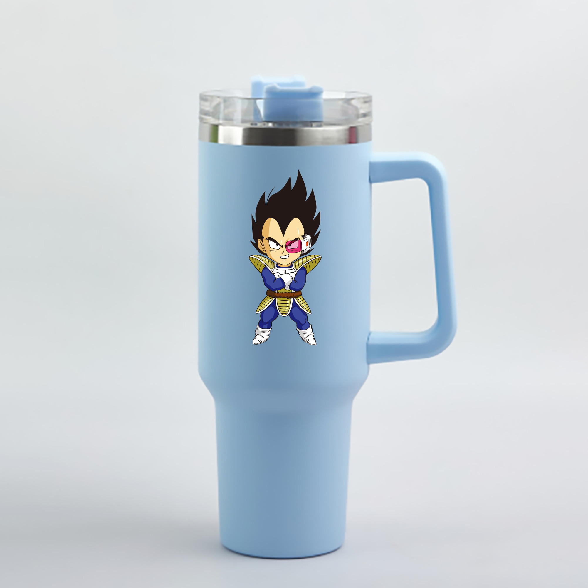 （画像用） ドラゴンボール ベジータ四世（Bejīta Yonsei）DRAGON BALL Vegeta IV 1200mL車用タンブラー - クリスタルステッカー（プラスチックストロー付き）
