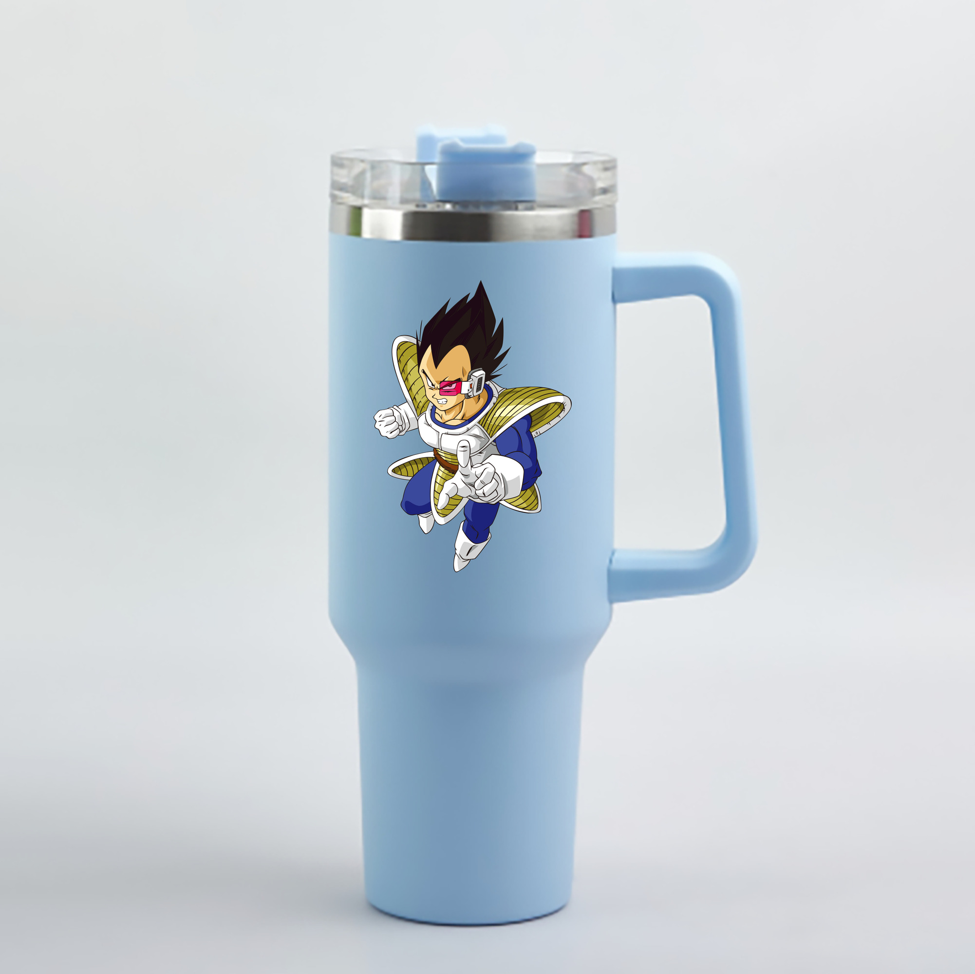 （画像用） ドラゴンボール ベジータ四世（Bejīta Yonsei）DRAGON BALL Vegeta IV 1200mL車用タンブラー - クリスタルステッカー（プラスチックストロー付き）