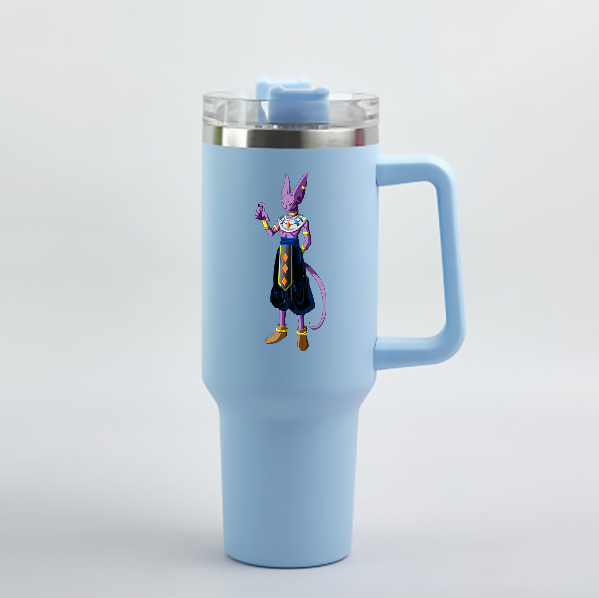 （画像用） ドラゴンボール ビルス 破壊神ビルス DRAGON BALL Beerus Birusu 1200mL車用タンブラー - クリスタルステッカー（プラスチックストロー付き）