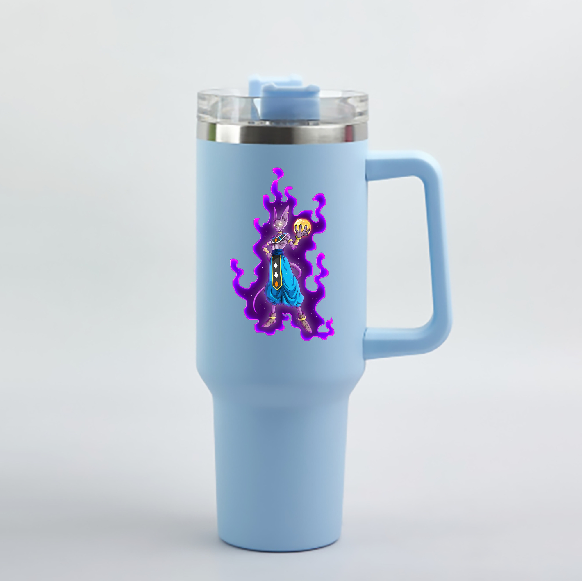 （画像用） ドラゴンボール ビルス 破壊神ビルス DRAGON BALL Beerus Birusu 1200mL車用タンブラー - クリスタルステッカー（プラスチックストロー付き）