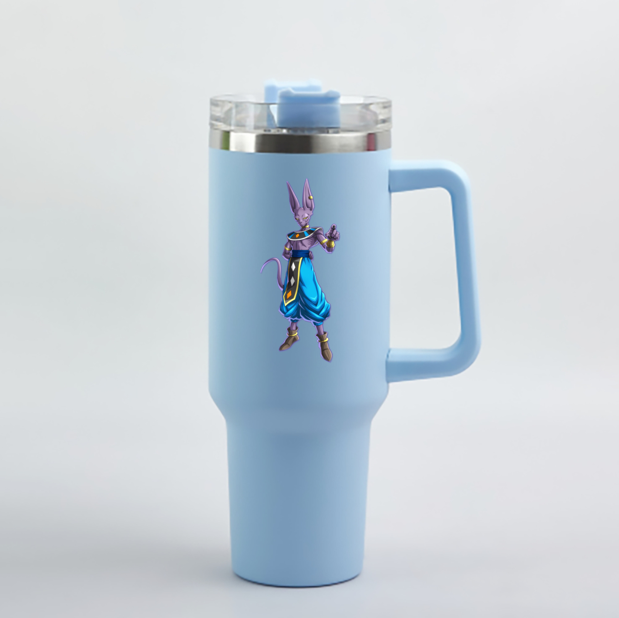 （画像用） ドラゴンボール ビルス 破壊神ビルス DRAGON BALL Beerus Birusu 1200mL車用タンブラー - クリスタルステッカー（プラスチックストロー付き）