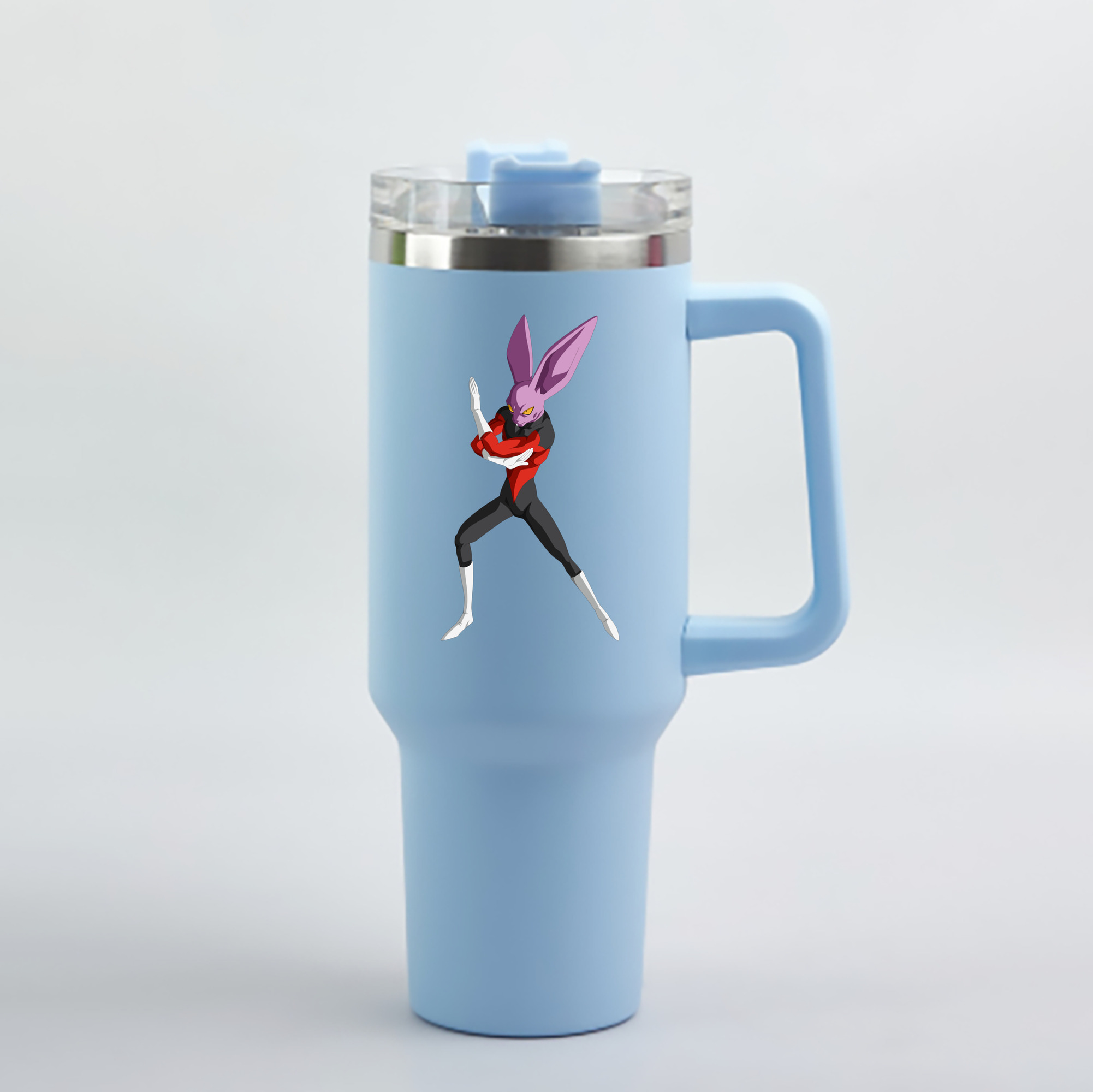 （画像用） ドラゴンボール ビルス 破壊神ビルス DRAGON BALL Beerus Birusu 1200mL車用タンブラー - クリスタルステッカー（プラスチックストロー付き）