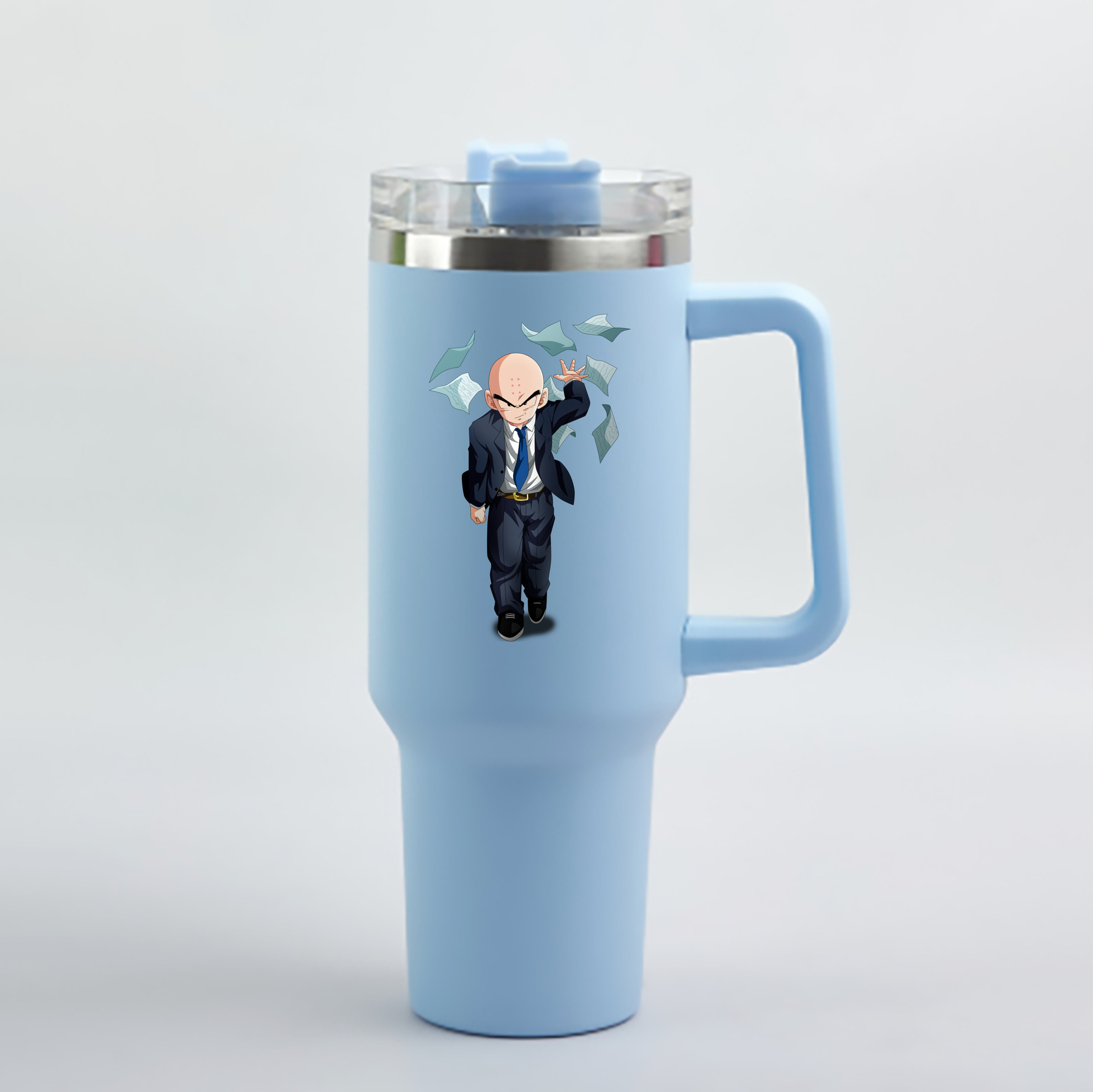 （画像用） ドラゴンボール クリリン DRAGON BALL krillin 1200mL車用タンブラー - クリスタルステッカー（プラスチックストロー付き）