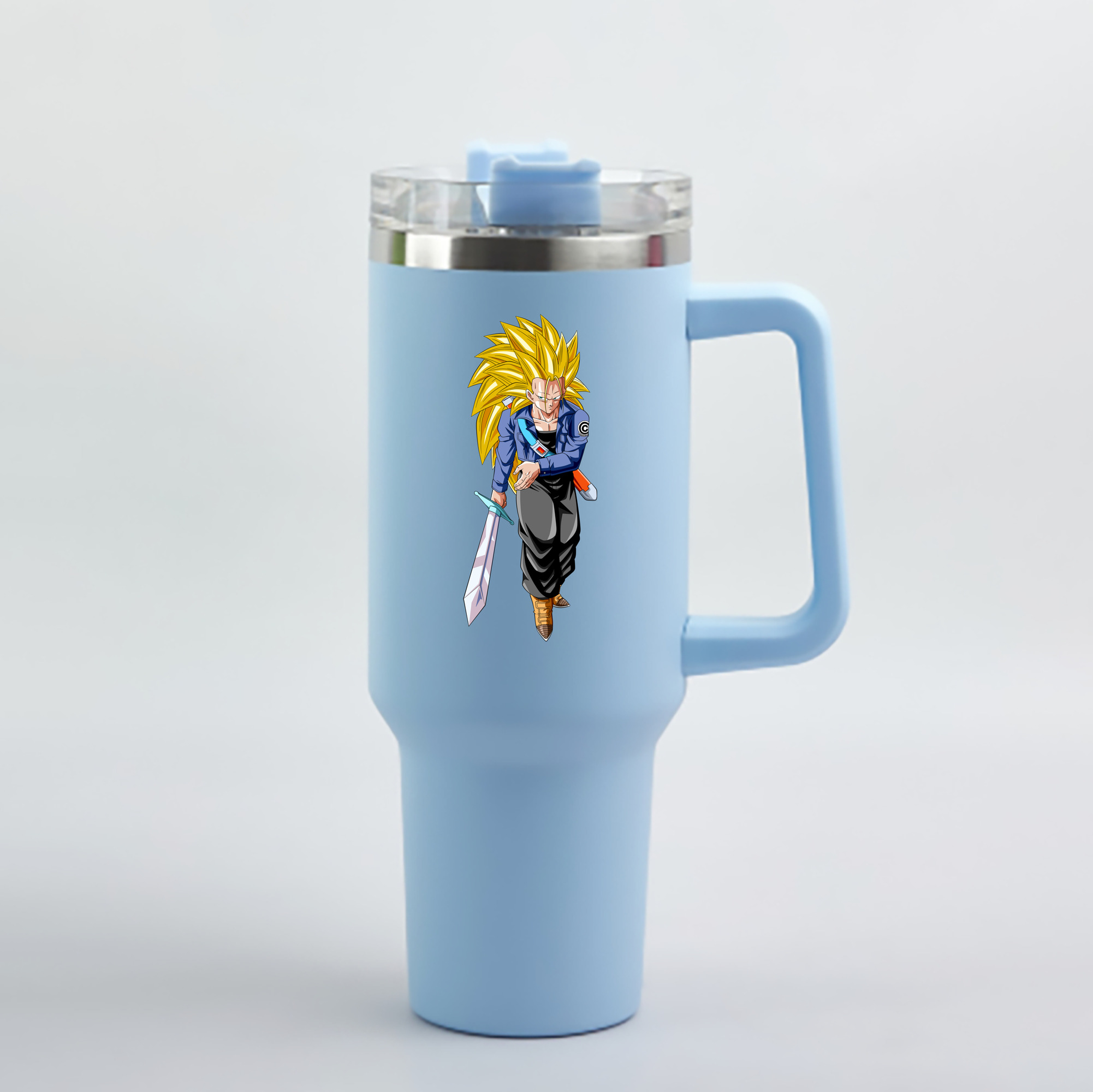 （画像用） ドラゴンボール トランクス（Torankusu）DRAGON BALL Trunks 1200mL車用タンブラー - クリスタルステッカー（プラスチックストロー付き）