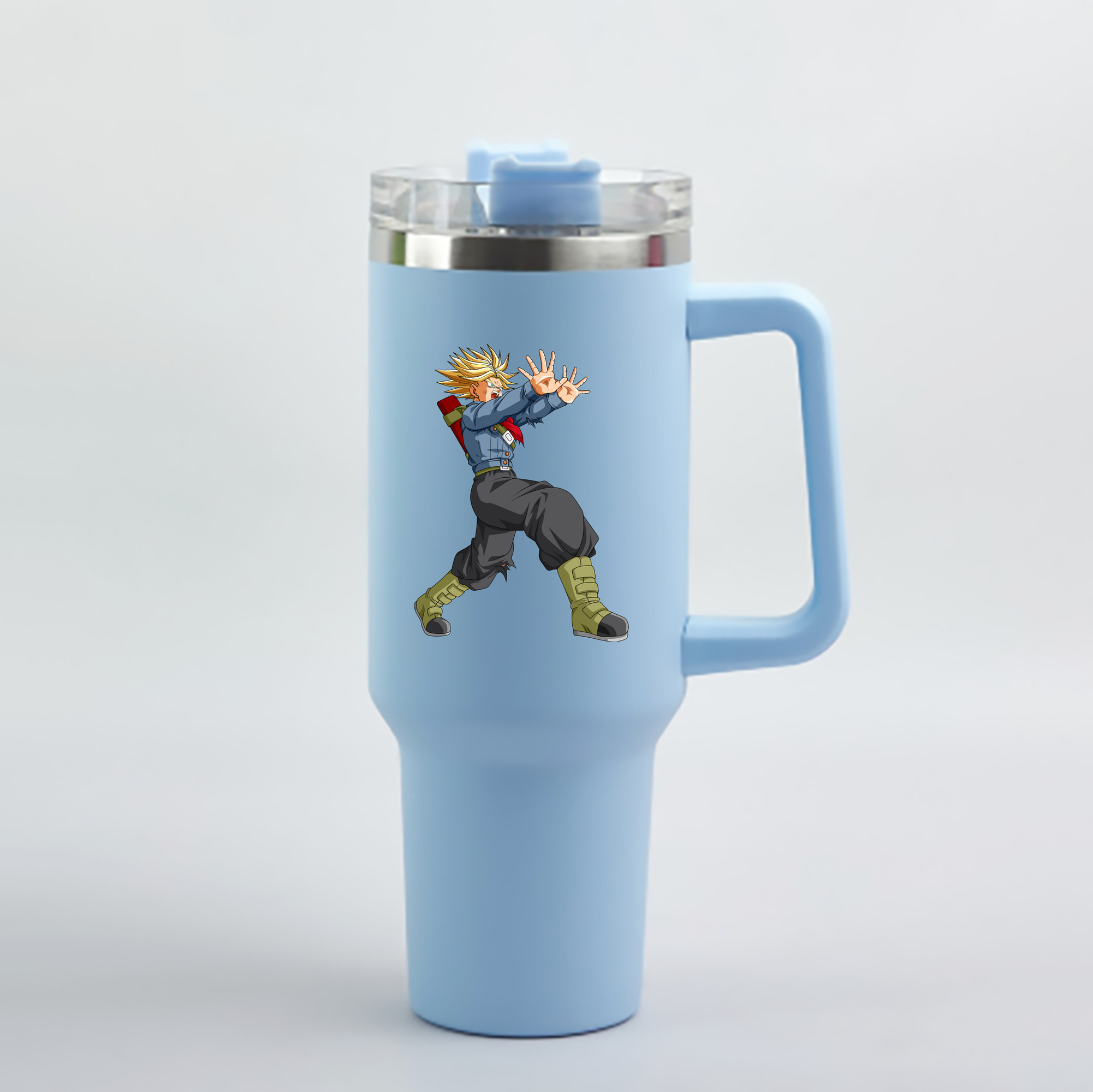 （画像用） ドラゴンボール トランクス（Torankusu）DRAGON BALL Trunks 1200mL車用タンブラー - クリスタルステッカー（プラスチックストロー付き）