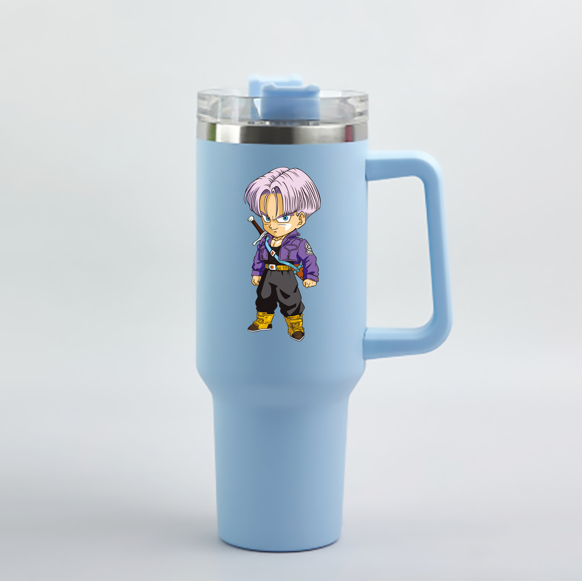 （画像用） ドラゴンボール トランクス（Torankusu）DRAGON BALL Trunks 1200mL車用タンブラー - クリスタルステッカー（プラスチックストロー付き）