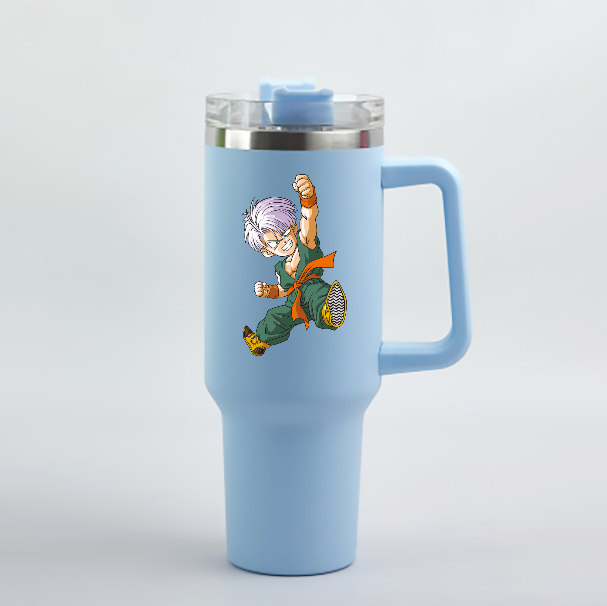 （画像用） ドラゴンボール トランクス（Torankusu）DRAGON BALL Trunks 1200mL車用タンブラー - クリスタルステッカー（プラスチックストロー付き）