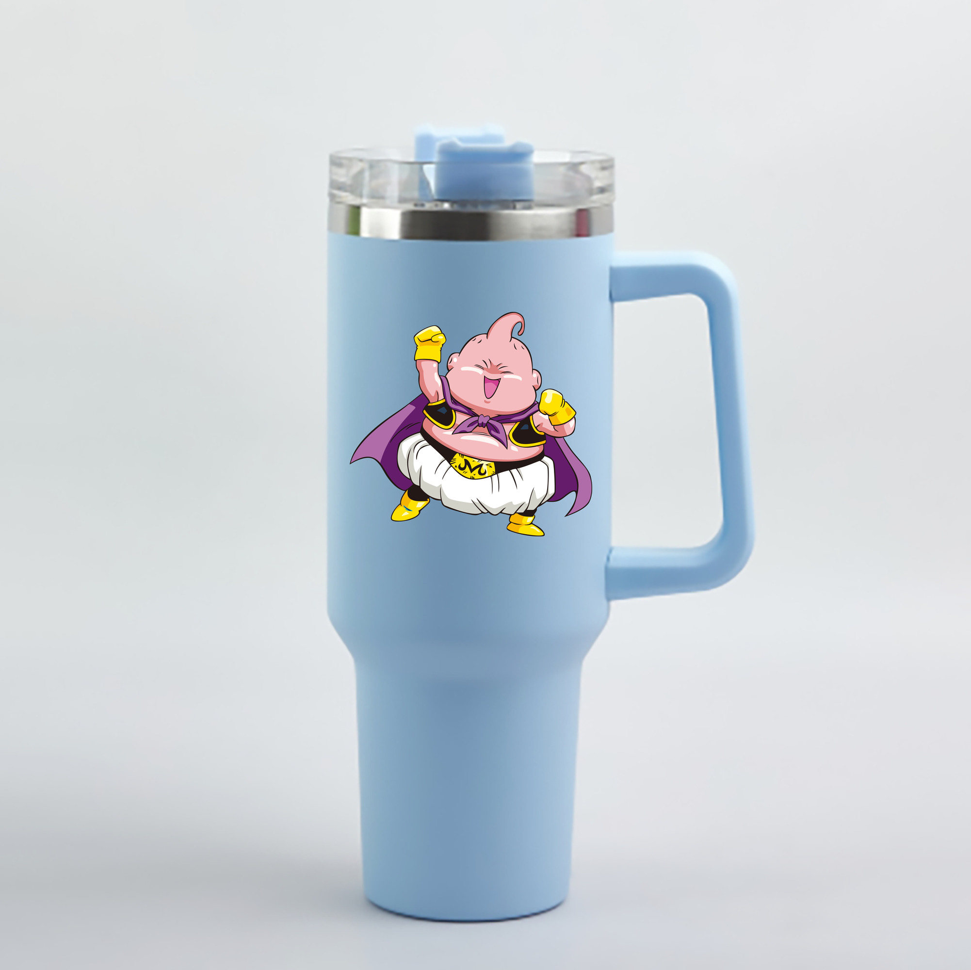 （画像用） ドラゴンボール 魔人ブウ DRAGON BALL Majin Buu 1200mL車用タンブラー - クリスタルステッカー（プラスチックストロー付き）