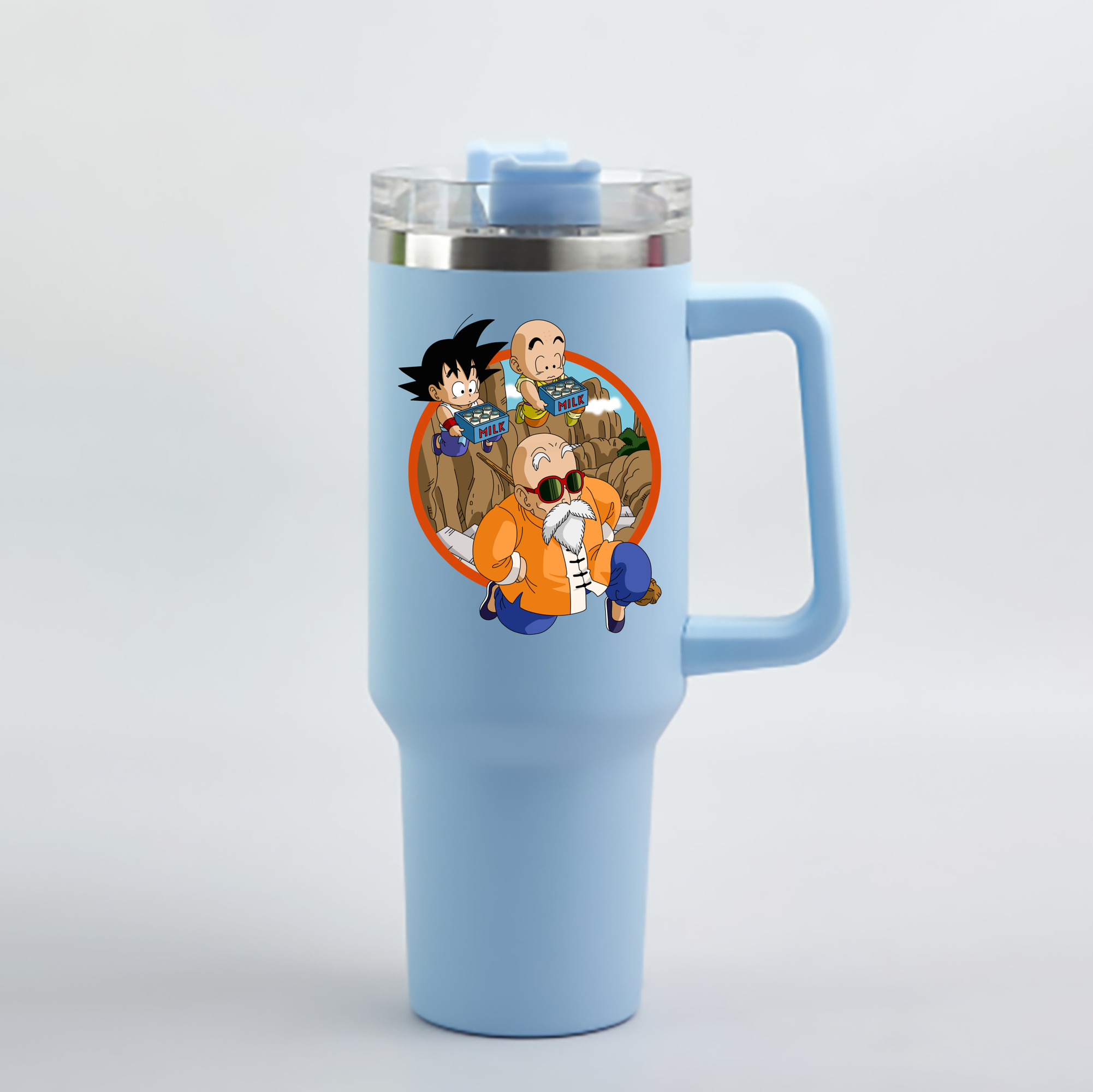（画像用） ドラゴンボール 亀仙人（かめせんにん） DRAGON BALL Master Roshi Kame Sennin 1200mL車用タンブラー - クリスタルステッカー（プラスチックストロー付き）
