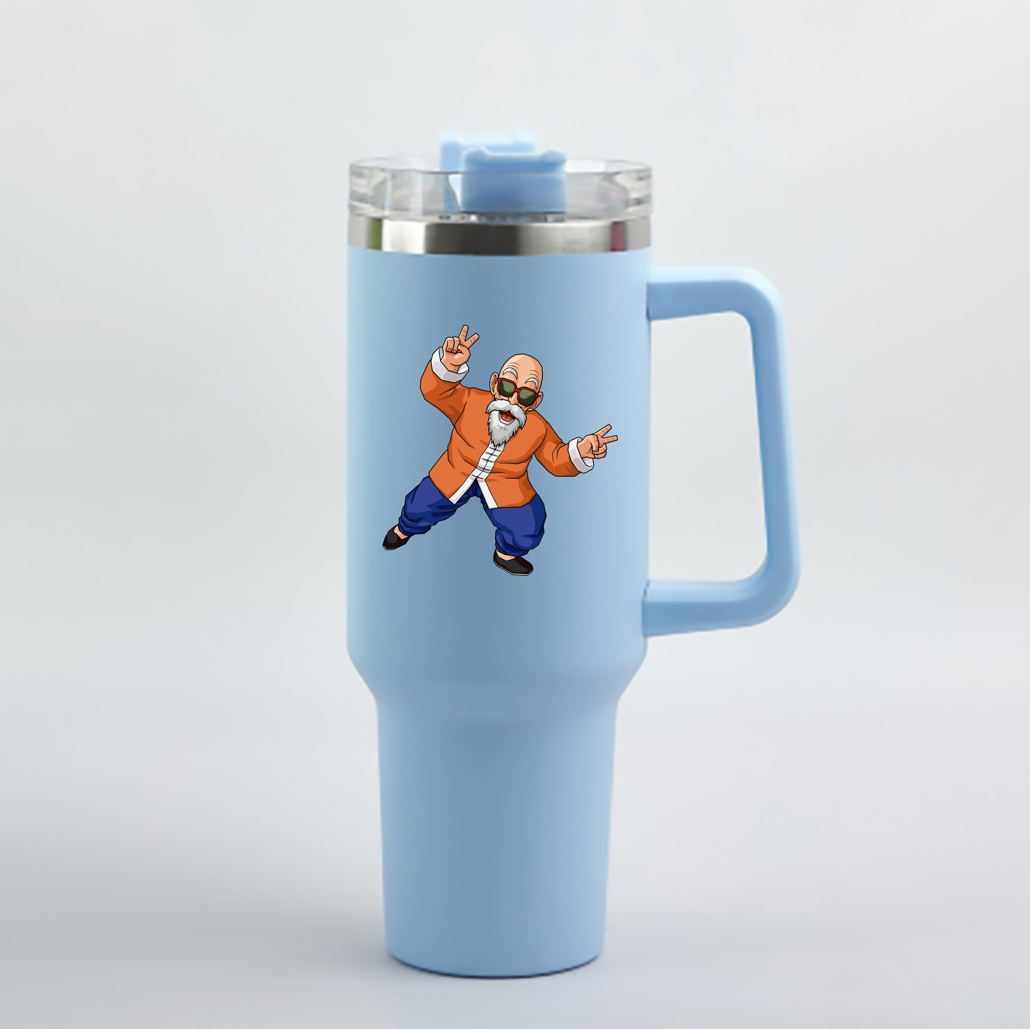 （画像用） ドラゴンボール 亀仙人（かめせんにん） DRAGON BALL Master Roshi Kame Sennin 1200mL車用タンブラー - クリスタルステッカー（プラスチックストロー付き）