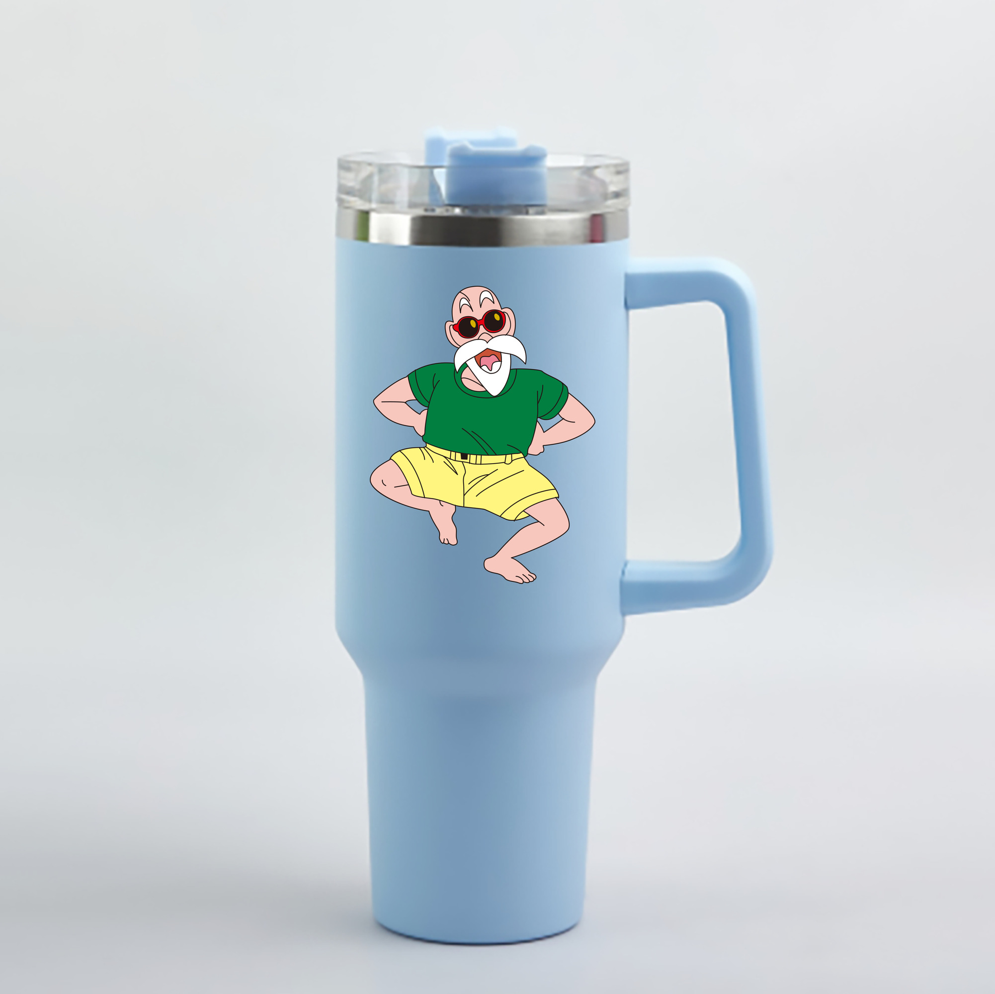 （画像用） ドラゴンボール 亀仙人（かめせんにん） DRAGON BALL Master Roshi Kame Sennin 1200mL車用タンブラー - クリスタルステッカー（プラスチックストロー付き）