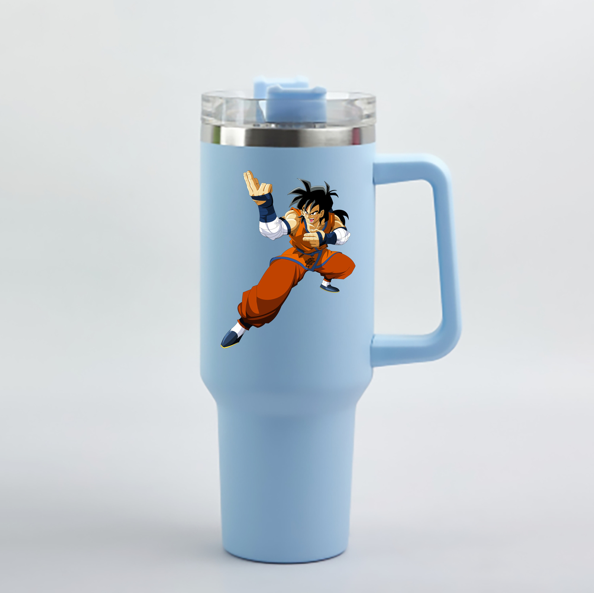 （画像用） ドラゴンボール ヤムチャ DRAGON BALL Yamcha 1200mL車用タンブラー - クリスタルステッカー（プラスチックストロー付き）