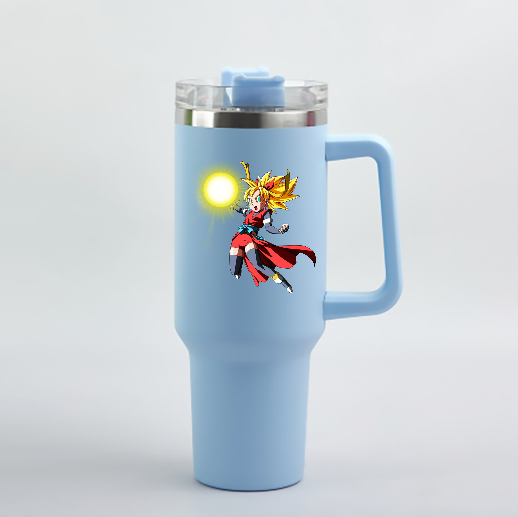 （画像用） ドラゴンボール カリフラ DRAGON BALL Caulifla 1200mL車用タンブラー - クリスタルステッカー（プラスチックストロー付き）