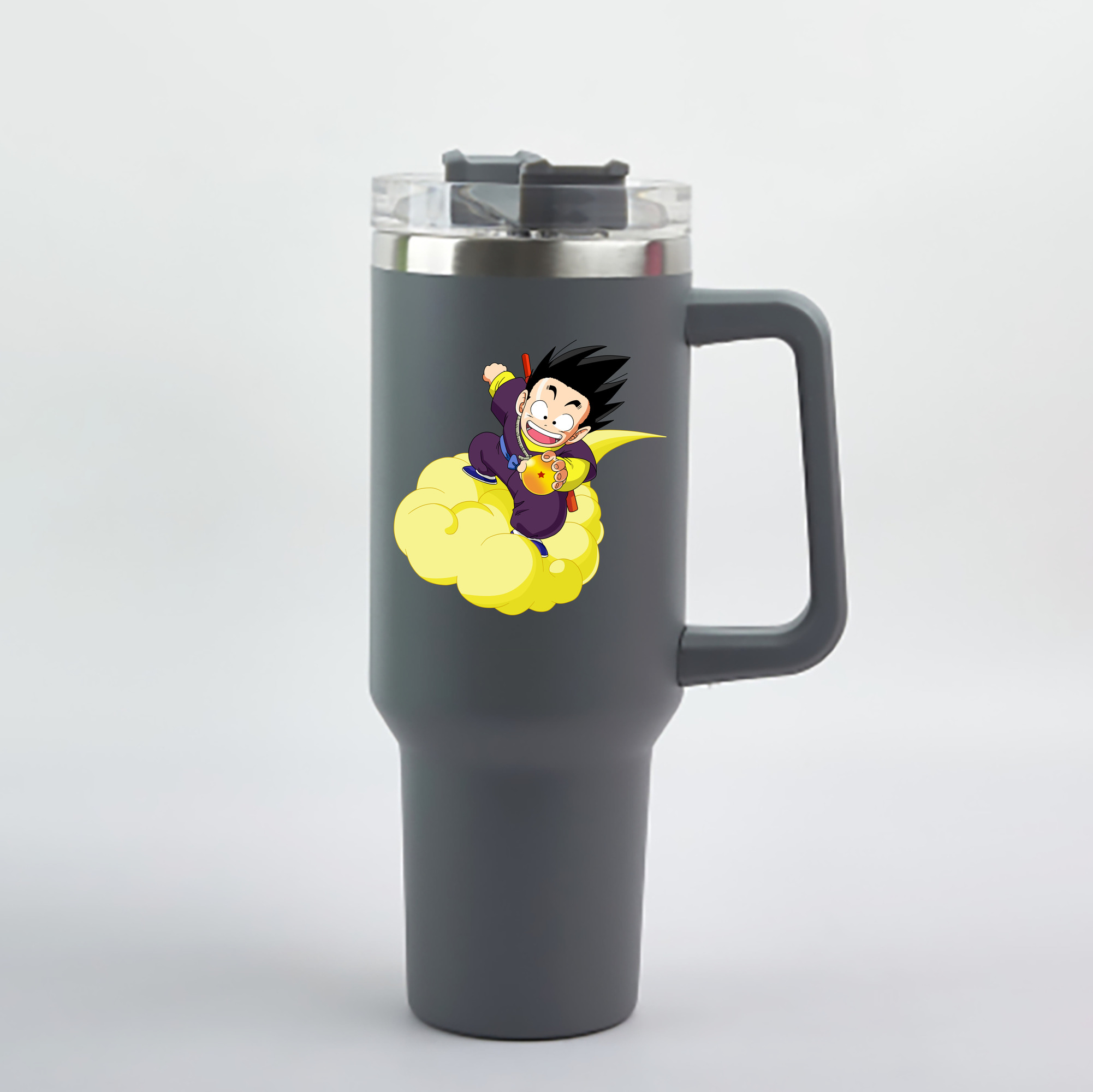 （画像用） ドラゴンボール 孫悟空（そん ごくう）Son Goku カカロット DRAGON BALL Kakarotto 1200mL車用タンブラー - クリスタルステッカー（プラスチックストロー付き）