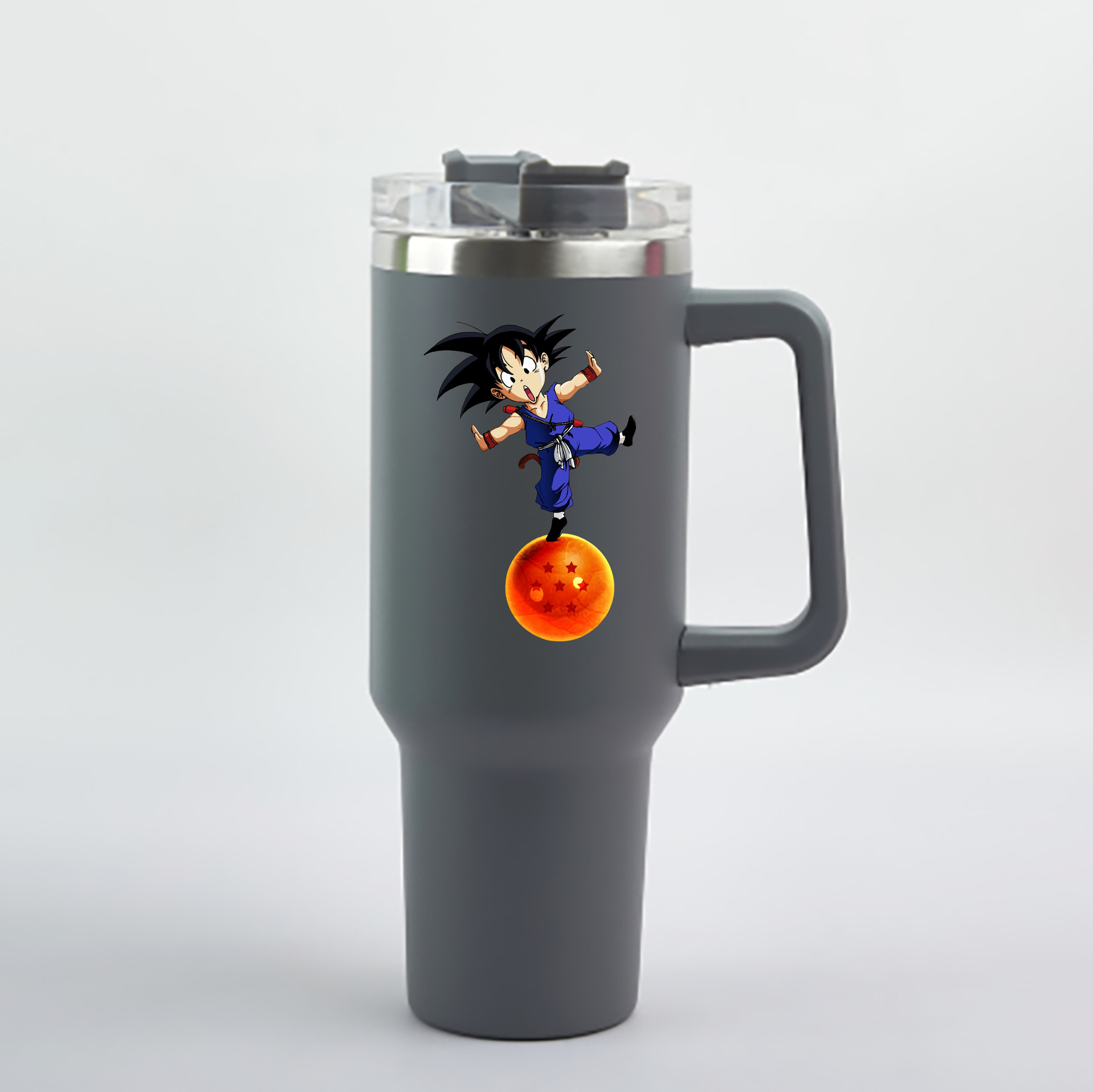 （画像用） ドラゴンボール 孫悟空（そん ごくう）Son Goku カカロット DRAGON BALL Kakarotto 1200mL車用タンブラー - クリスタルステッカー（プラスチックストロー付き）