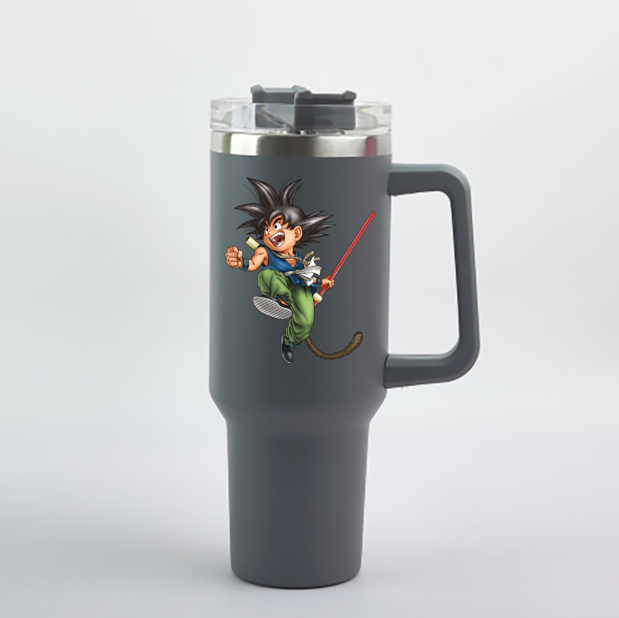 （画像用） ドラゴンボール 孫悟空（そん ごくう）Son Goku カカロット DRAGON BALL Kakarotto 1200mL車用タンブラー - クリスタルステッカー（プラスチックストロー付き）