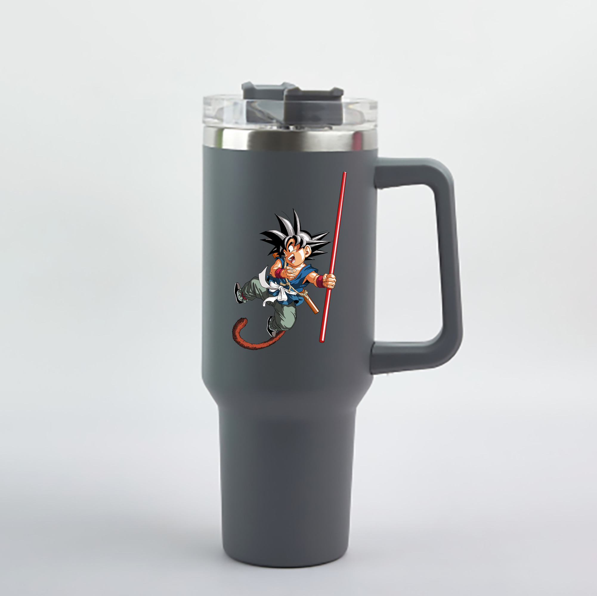 （画像用） ドラゴンボール 孫悟空（そん ごくう）Son Goku カカロット DRAGON BALL Kakarotto 1200mL車用タンブラー - クリスタルステッカー（プラスチックストロー付き）