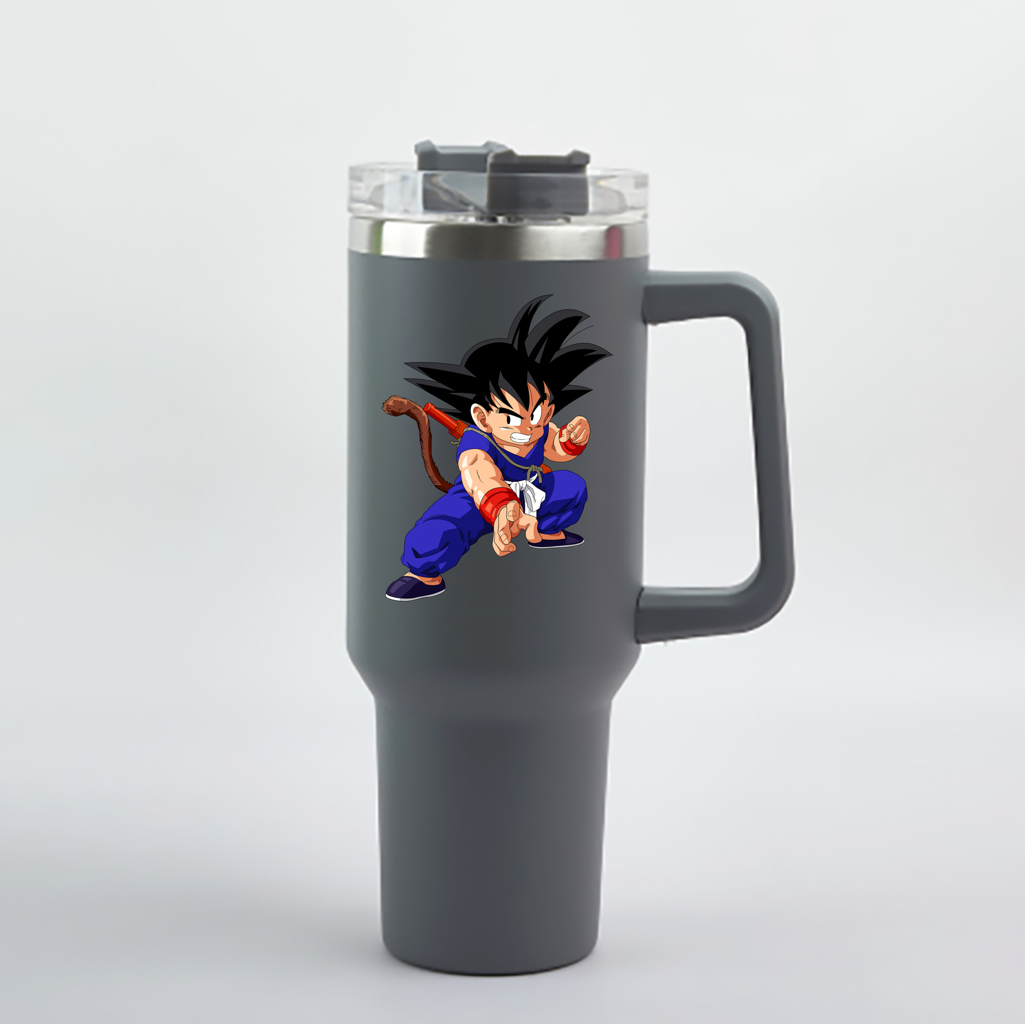 （画像用） ドラゴンボール 孫悟空（そん ごくう）Son Goku カカロット DRAGON BALL Kakarotto 1200mL車用タンブラー - クリスタルステッカー（プラスチックストロー付き）